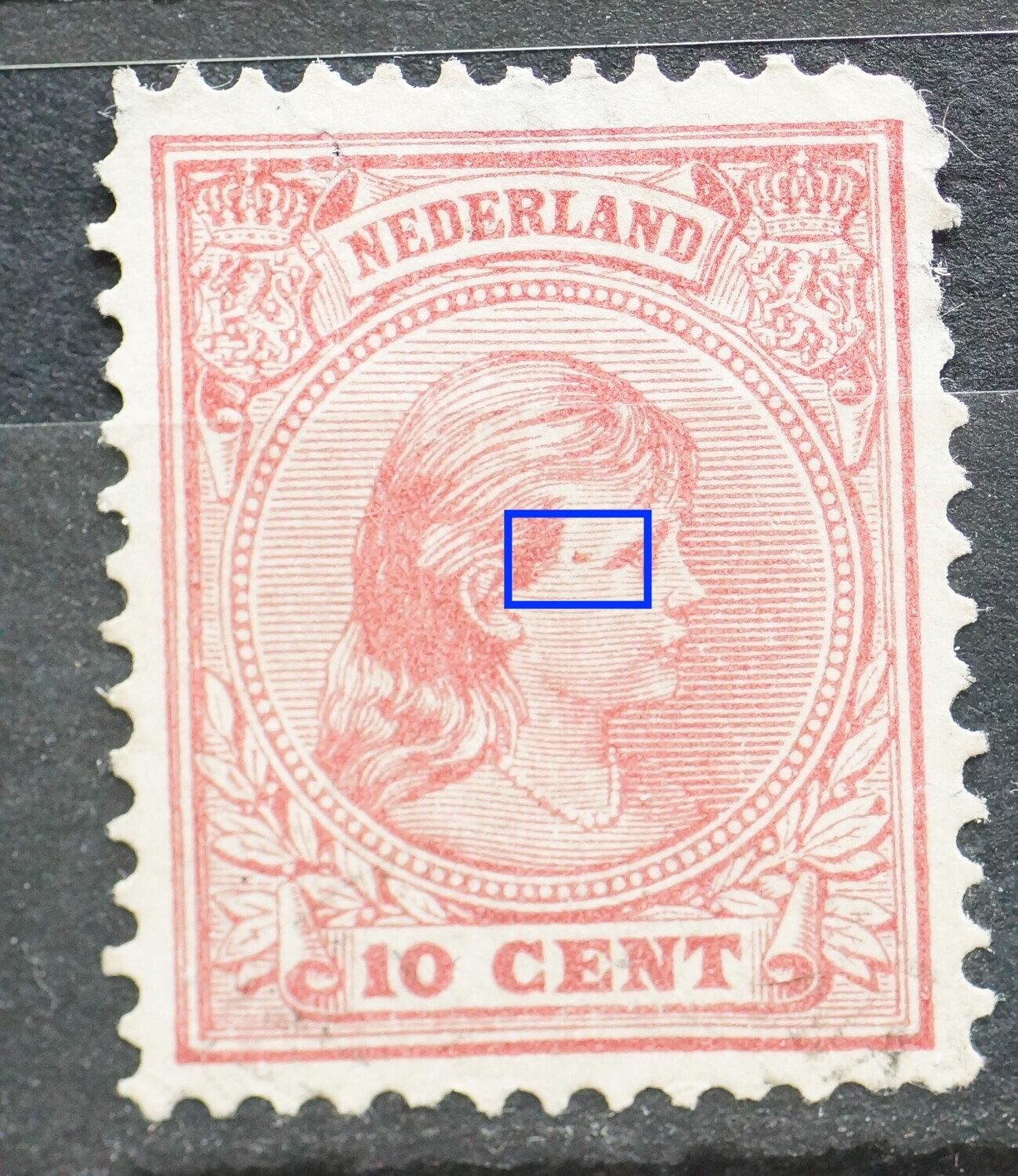 NVPH 37 - rode vlek in gezicht