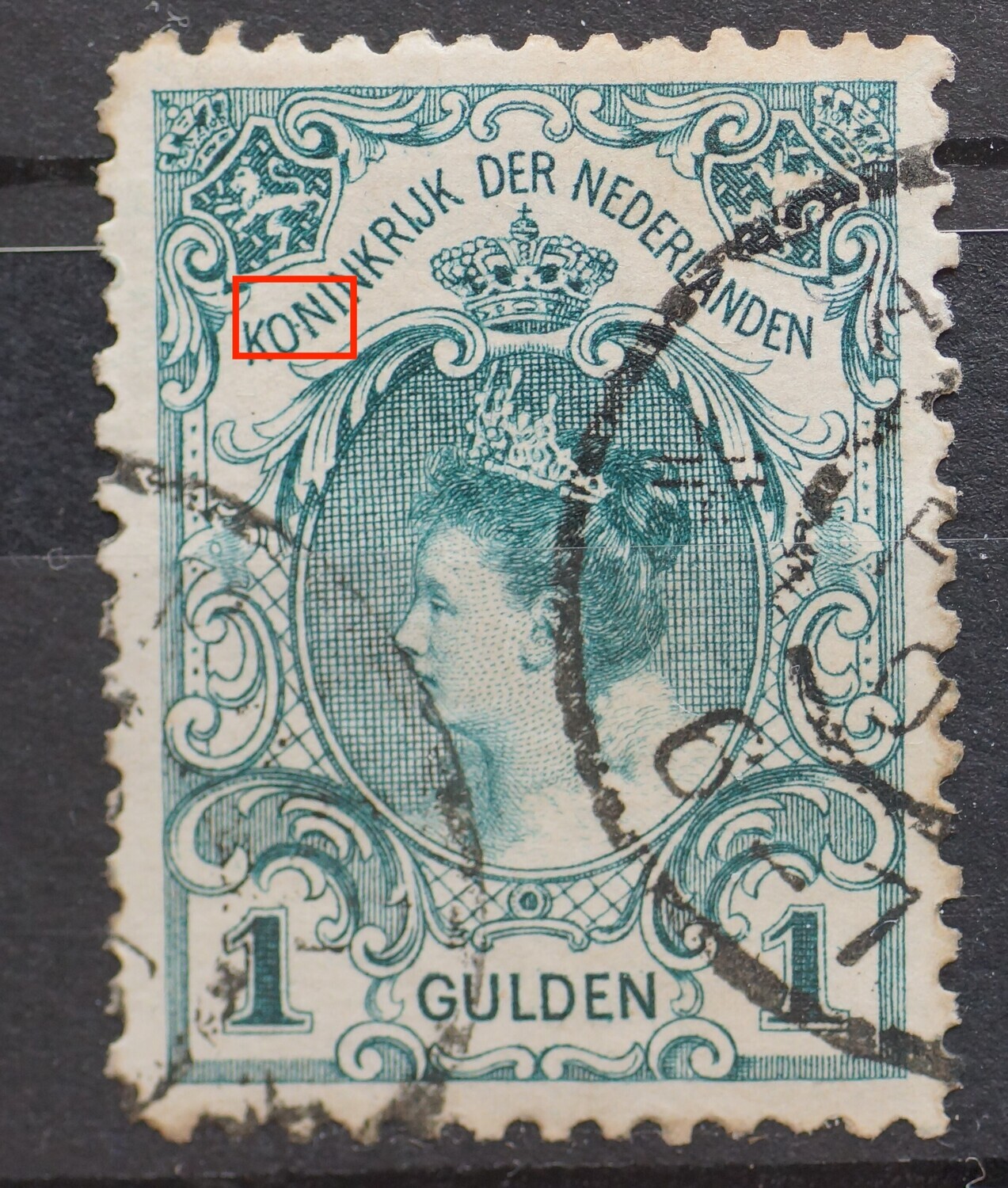 NVPH 77 - groene stip tussen ON van KONINKRIJK