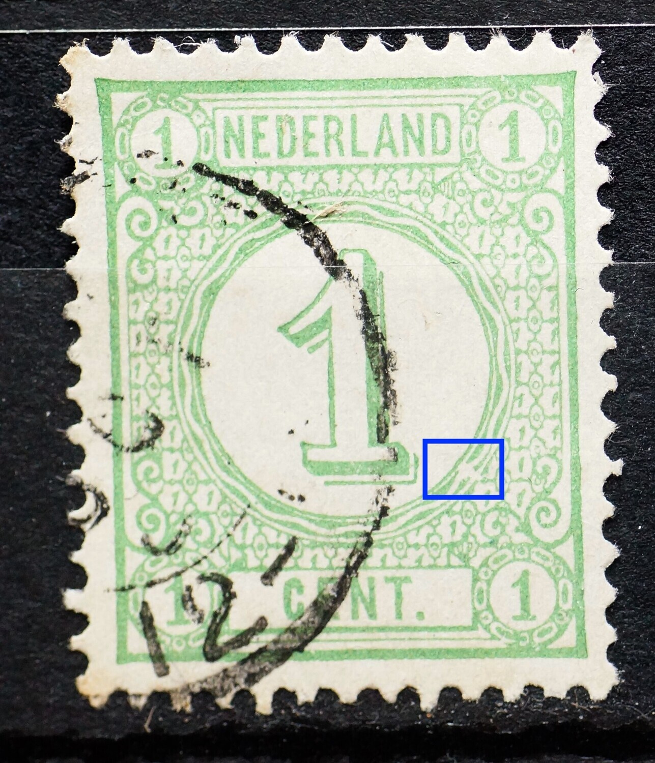 NVPH 31 - witte vlek in rand medaillon NVPH 31 - witte vlek in rand medaillon