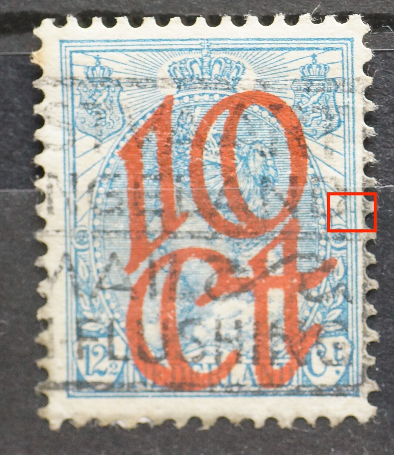 NVPH 118 - blauwe stip tussen kaderlijnen rechts