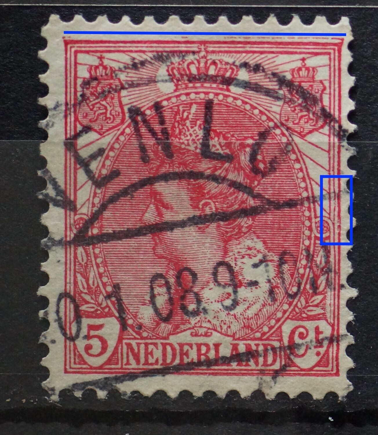 NVPH 60 - o.a. beschadigde kaderlijn rechts