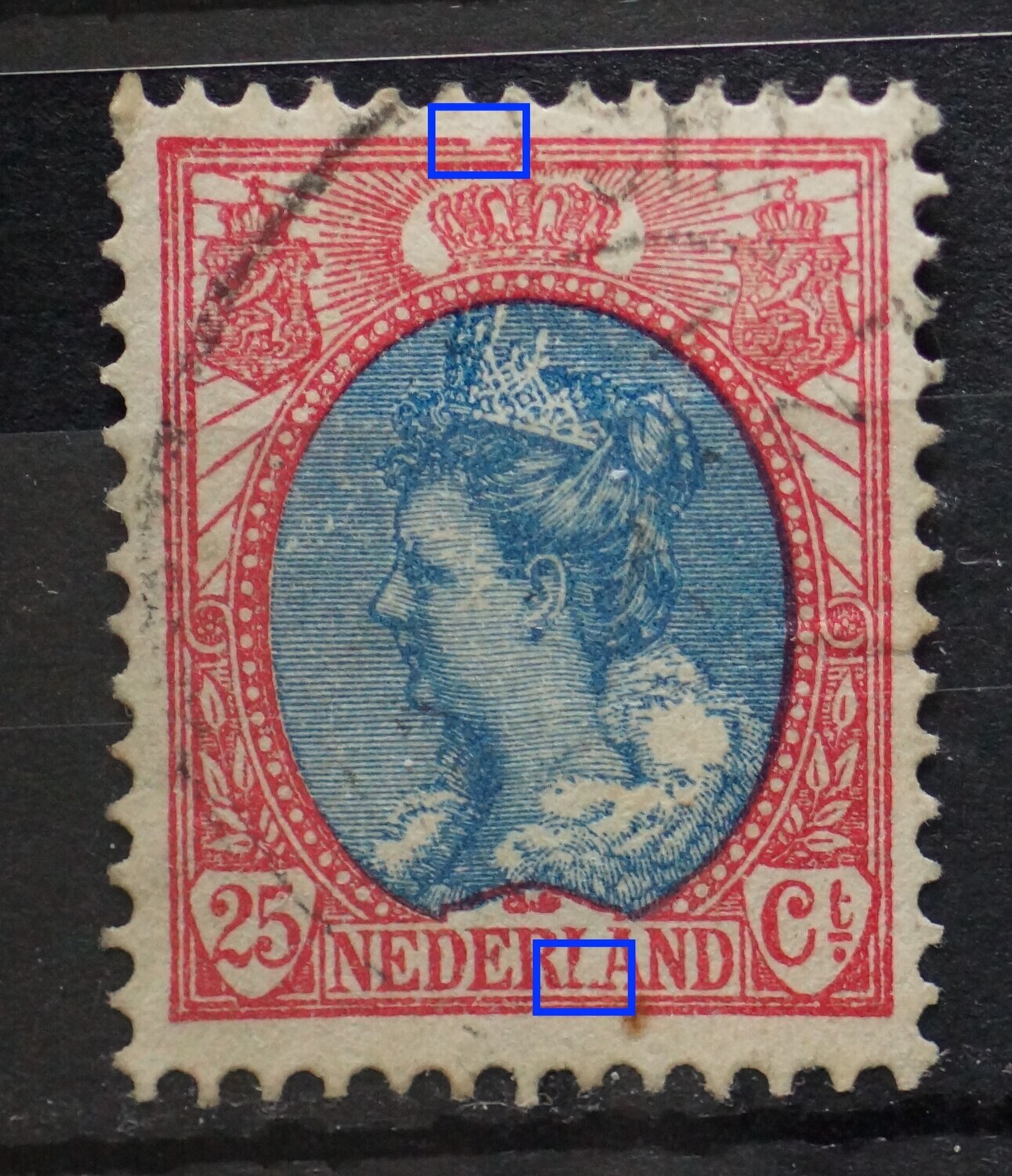 NVPH 71 - o.a. breuk in kaderlijn boven