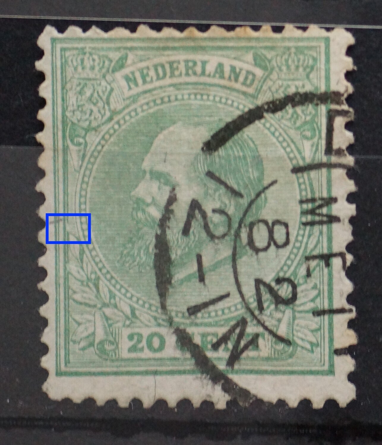 NVPH 24 - witte vlek boven bovenste blad links NVPH 24 - witte vlek boven bovenste blad links