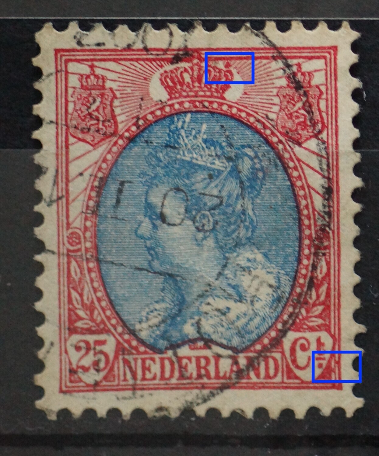 NVPH 71 - rode vlekken in het zegelbeeld