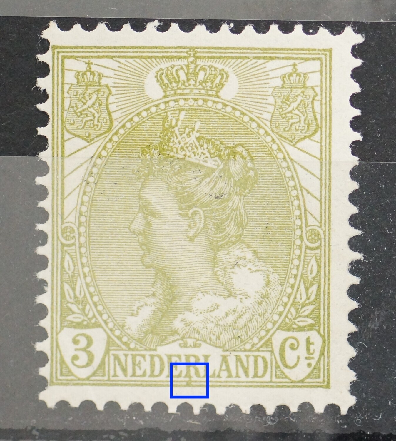 NVPH 57 - o.a. groene vlek onder de R van NEDERLAND