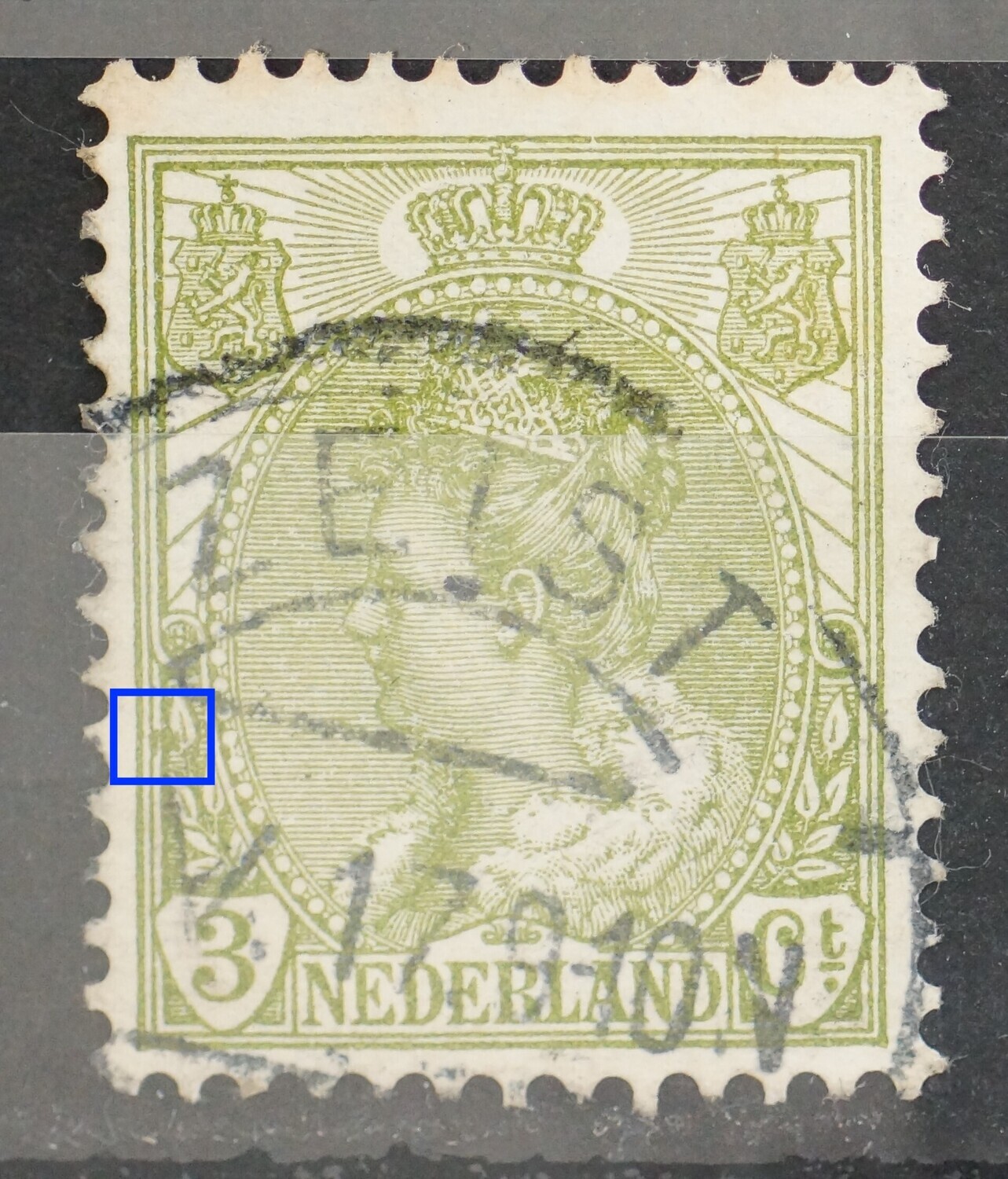 NVPH 57 - o.a. groene vlek bij bovenste blad links