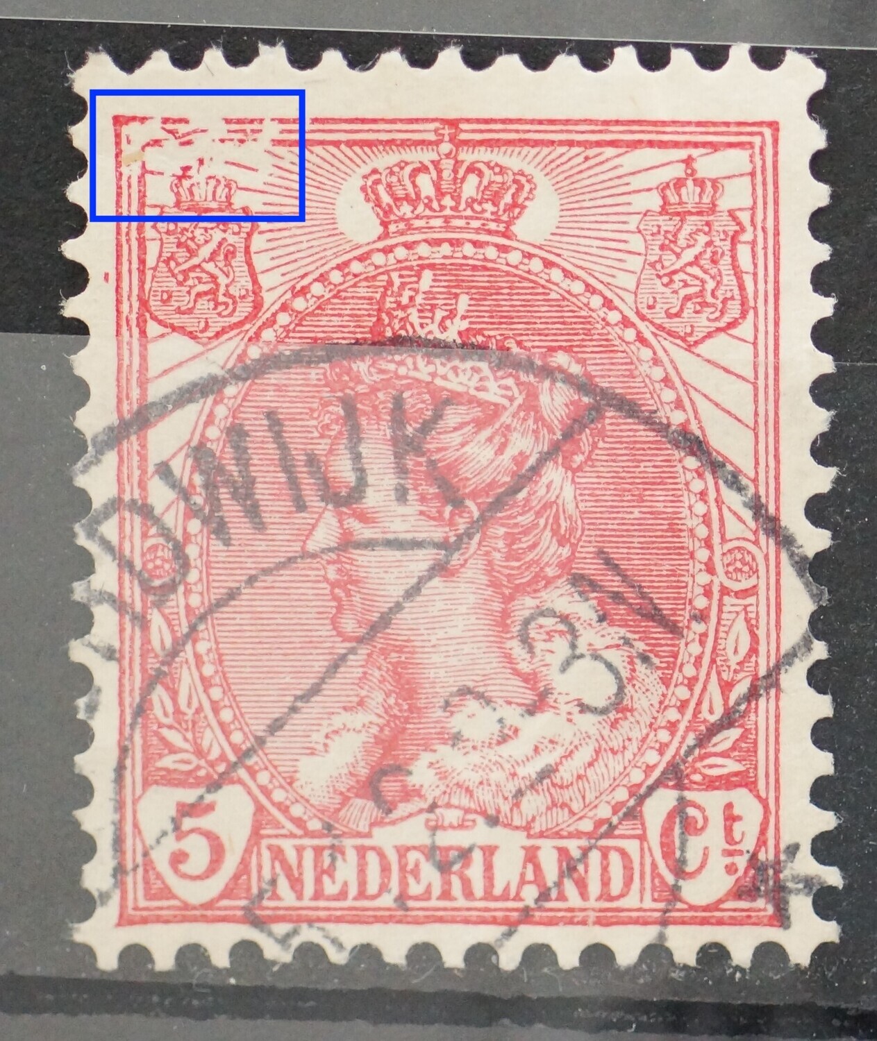 NVPH 60 - grote beschadiging linker bovenhoek - druktoeval?