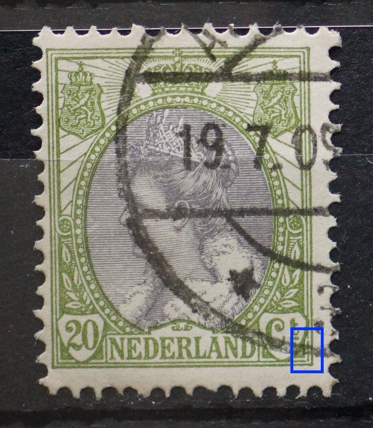 NVPH 69 - breuk in kaderlijn rechts en onder