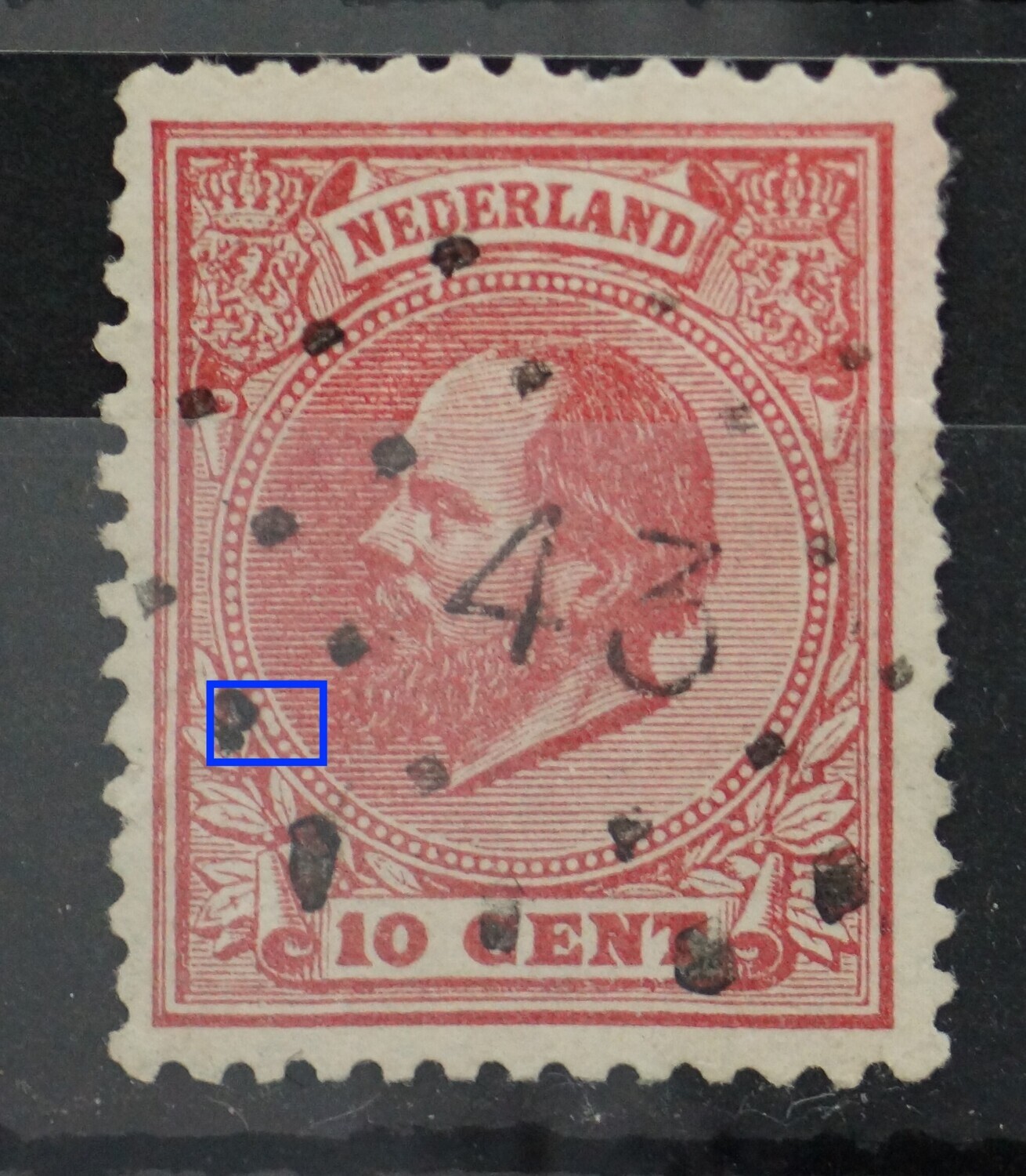 NVPH 21 - o.a. aaneengesmolten parels links
