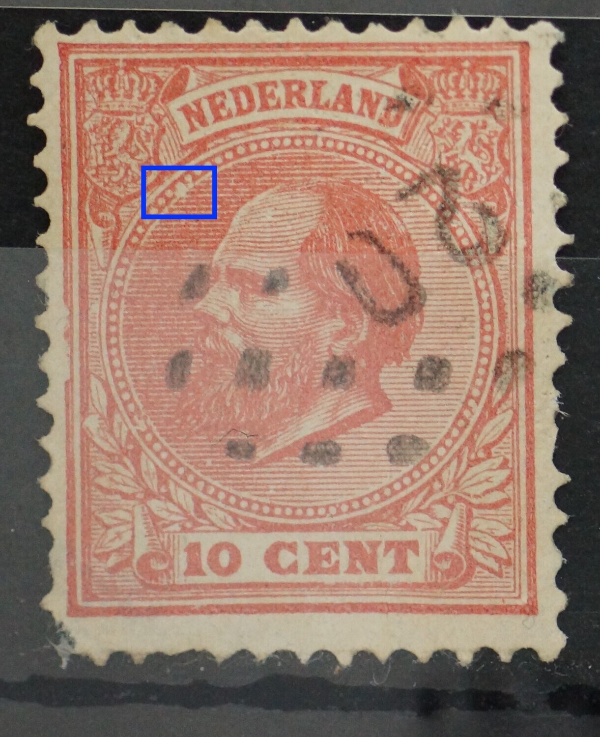 NVPH 21 - witte vlek in parelrand.