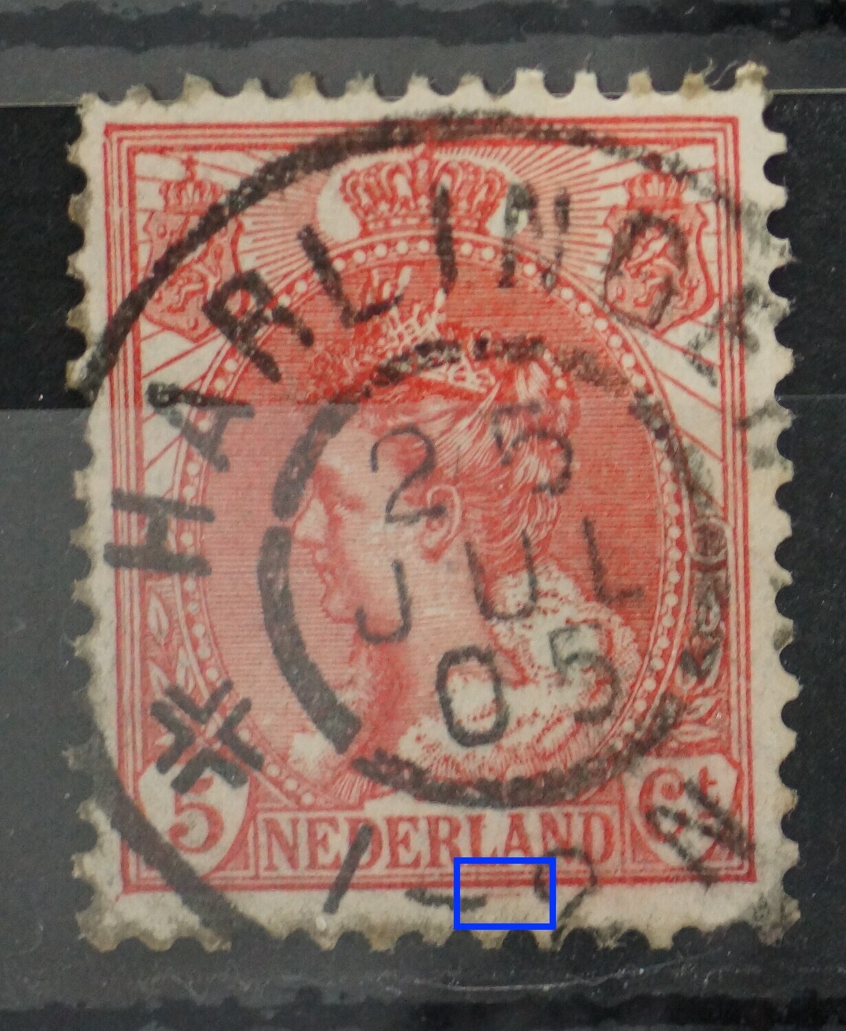 NVPH 60 - rood lijntje onder het zegelbeeld