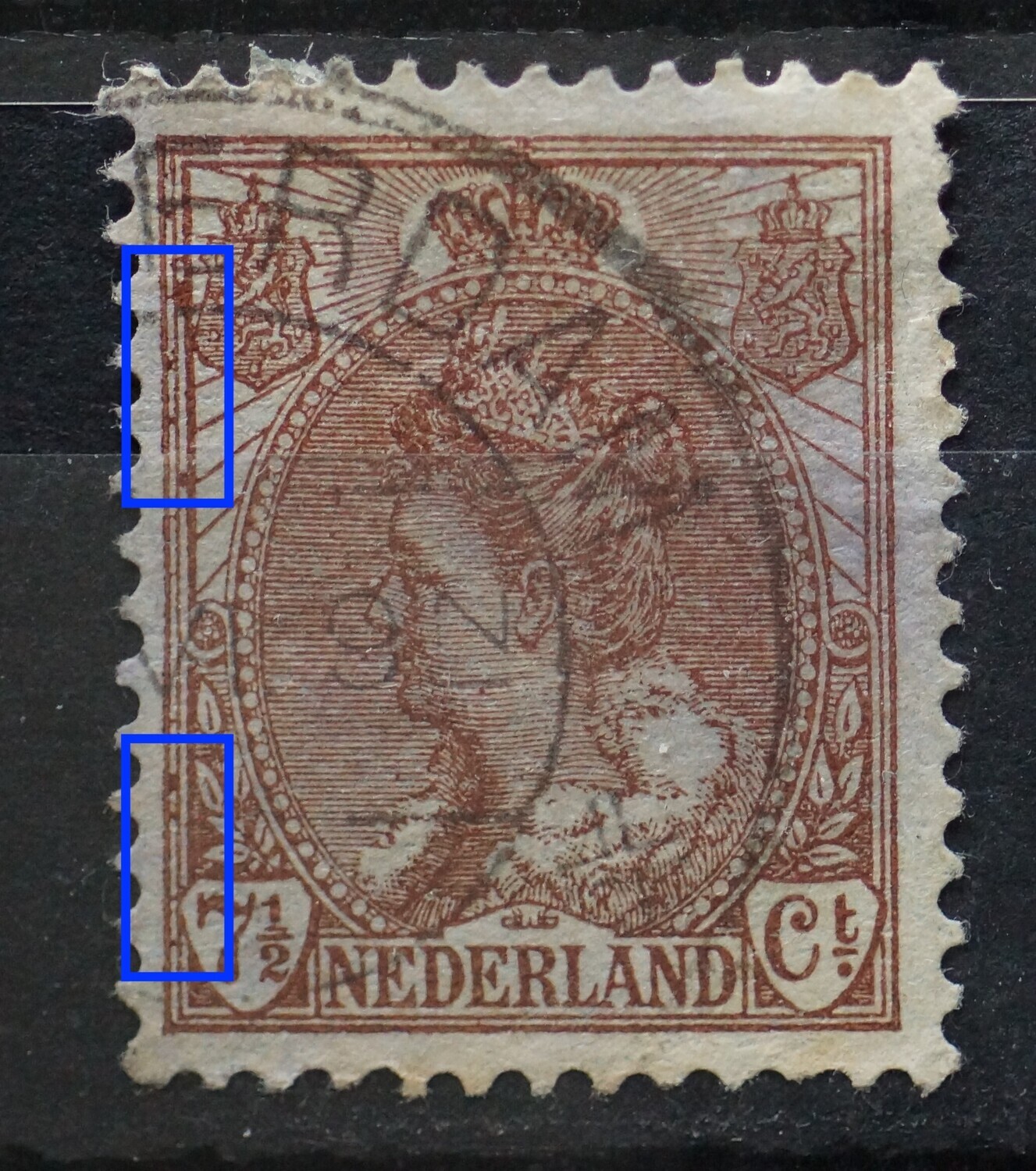 NVPH 61 - bruine vlekken, met name linkerzijde