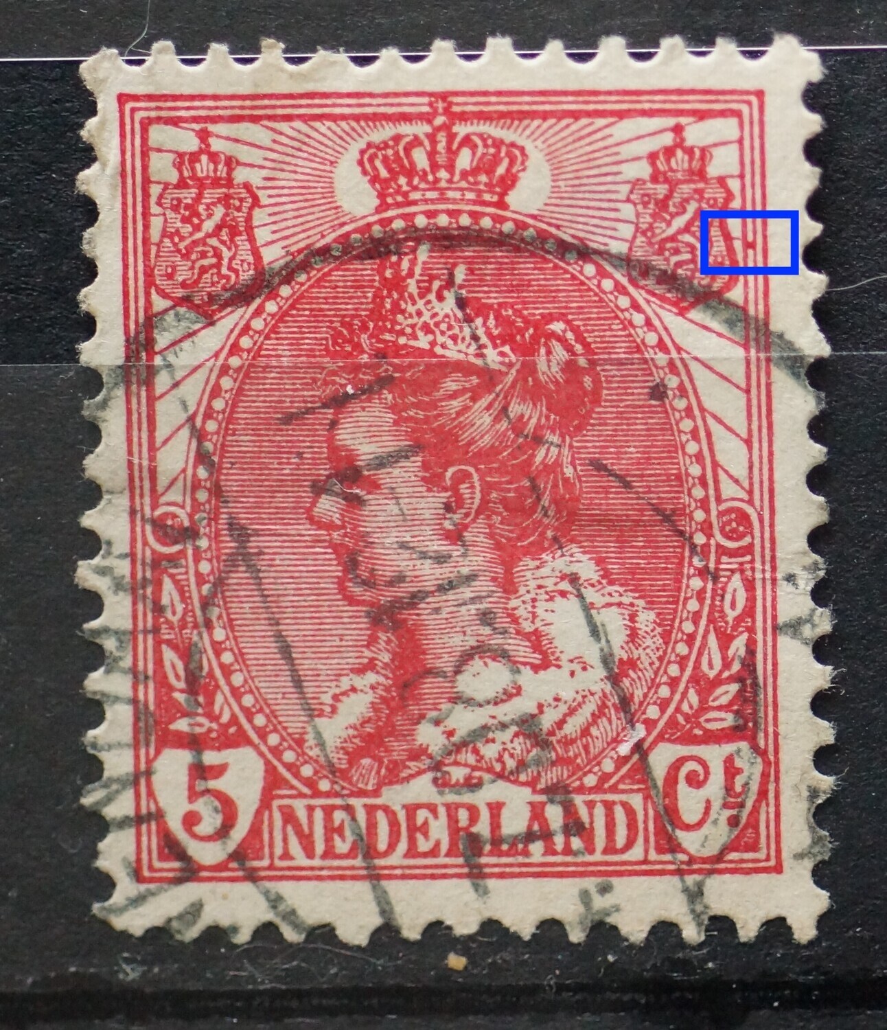 NVPH 60 - rode punt tussen kaderlijnen rechts