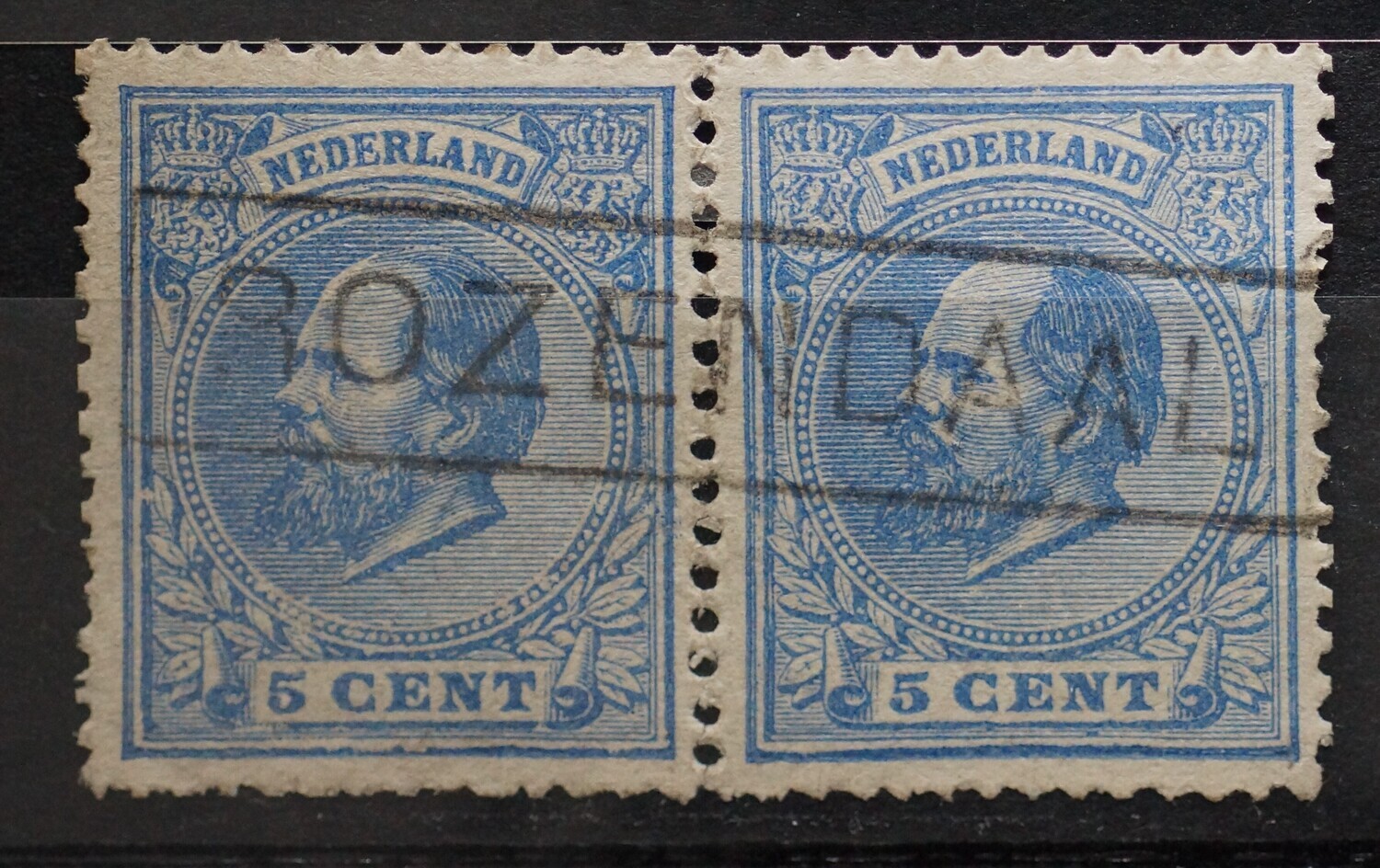 Haltestempel Rozendaal op NVPH 19 (aaneengezet paar)