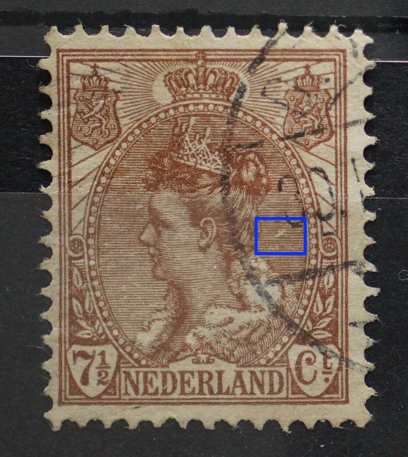 NVPH 61 - breuk / witte vlek in arcering rechts