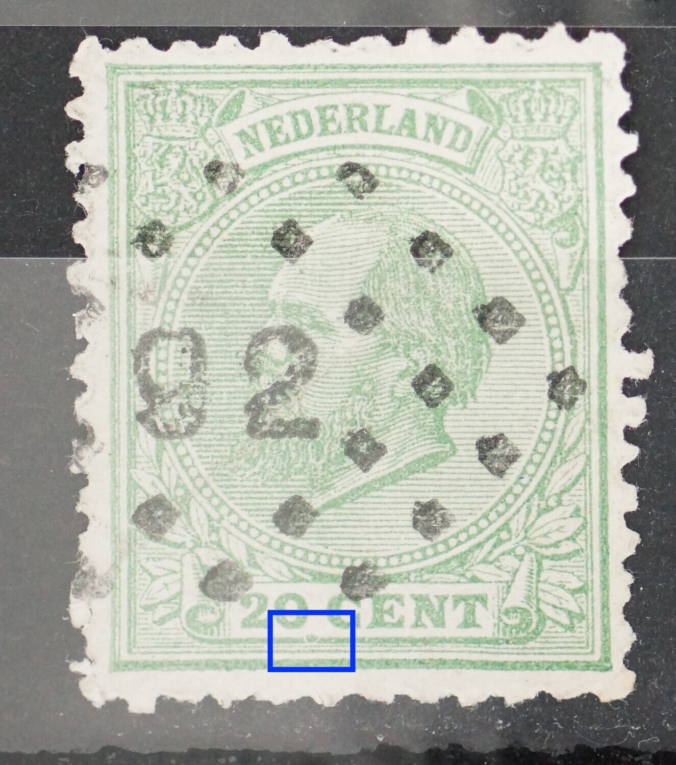 NVPH 24 - groene punt tussen 20 en CENT