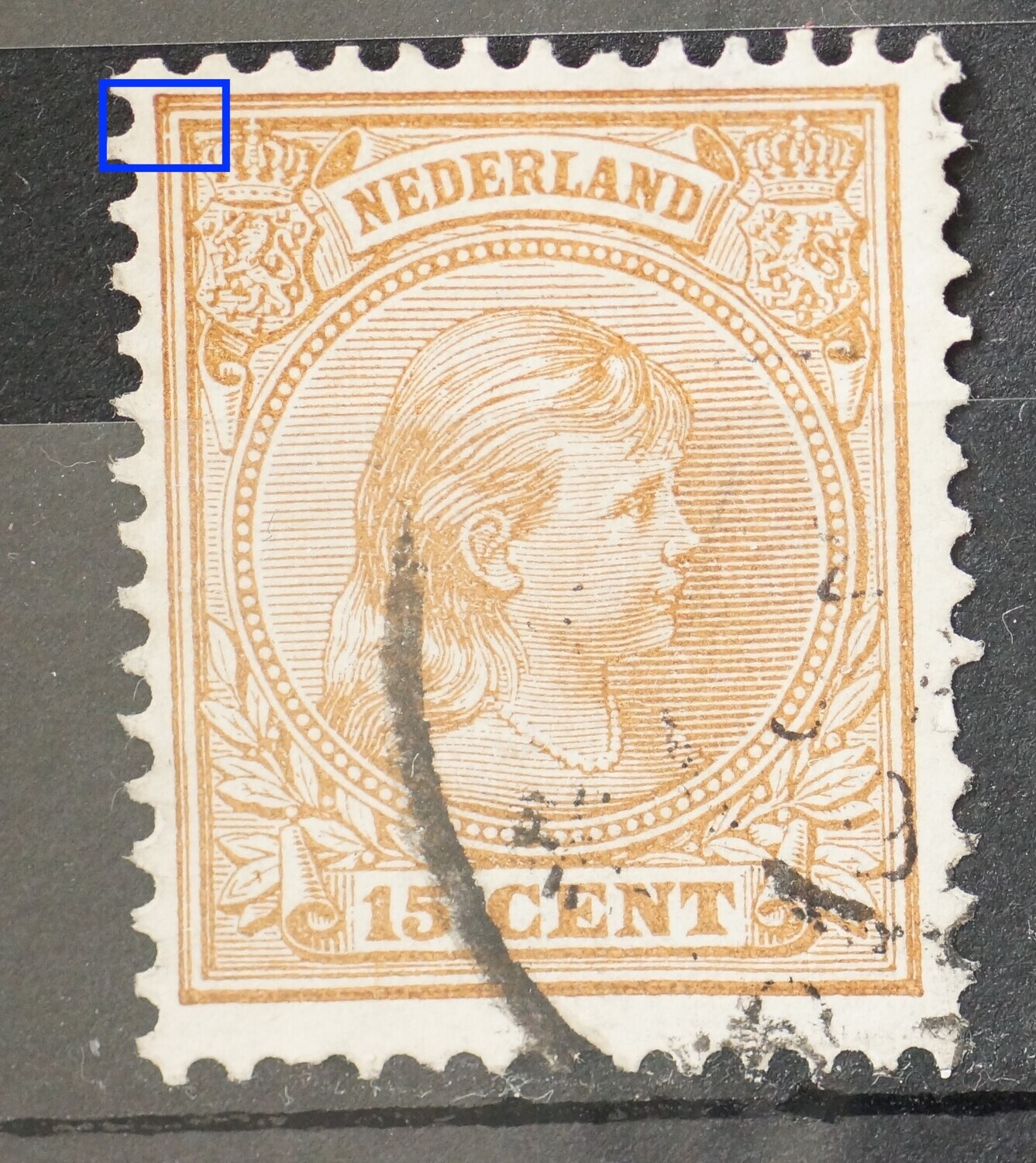 NVPH 39 - breuk in kaderlijn links, boven NVPH 39 - breuk in kaderlijn links, boven