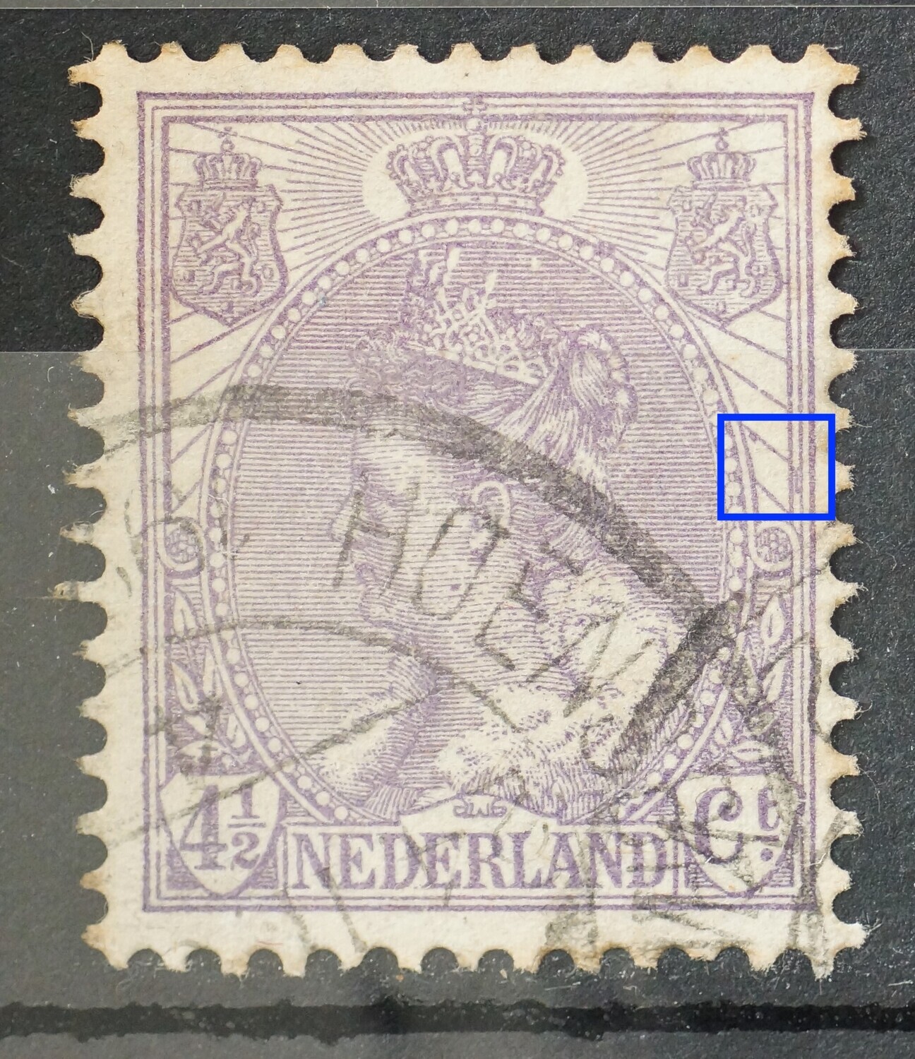 NVPH 59 - o.a. violette vlek tussen kaderlijnen rechts