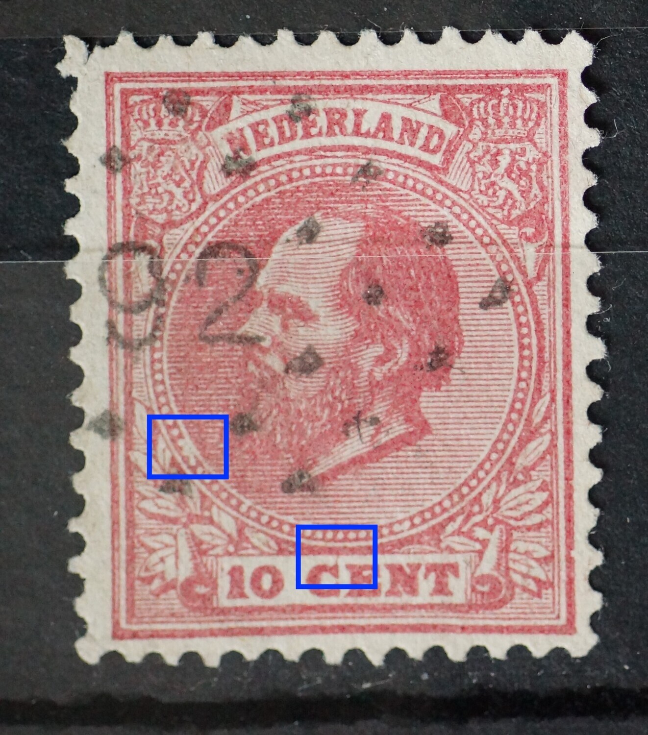 NVPH 21 - o.a. rood streepje boven de C van CENT NVPH 21 - o.a. rood streepje boven de C van CENT