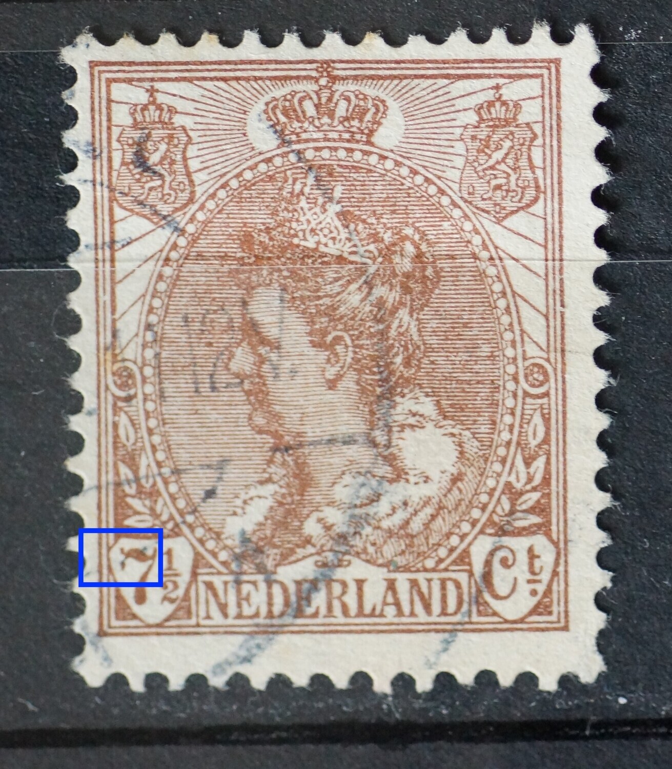 NVPH 61 - witte vlek boven in de 7