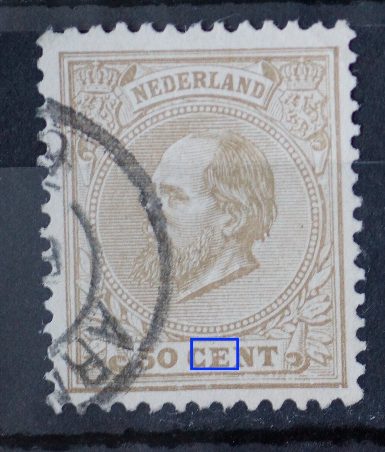 NVPH 27 - witte punt in de E van CENT NVPH 27 - witte punt in de E van CENT