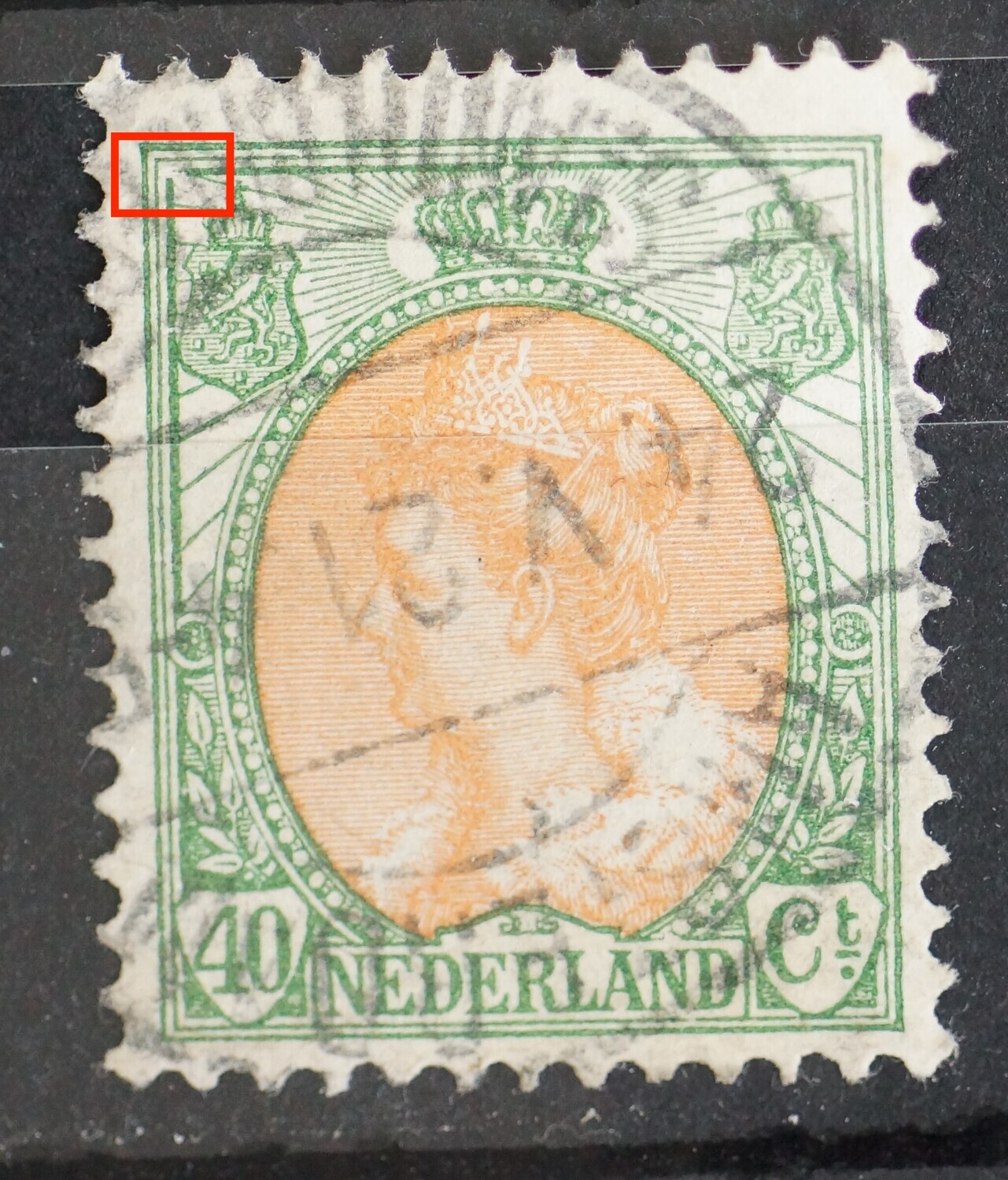 NVPH 73 - breuk in kaderlijn links, boven NVPH 73 - breuk in kaderlijn links, boven