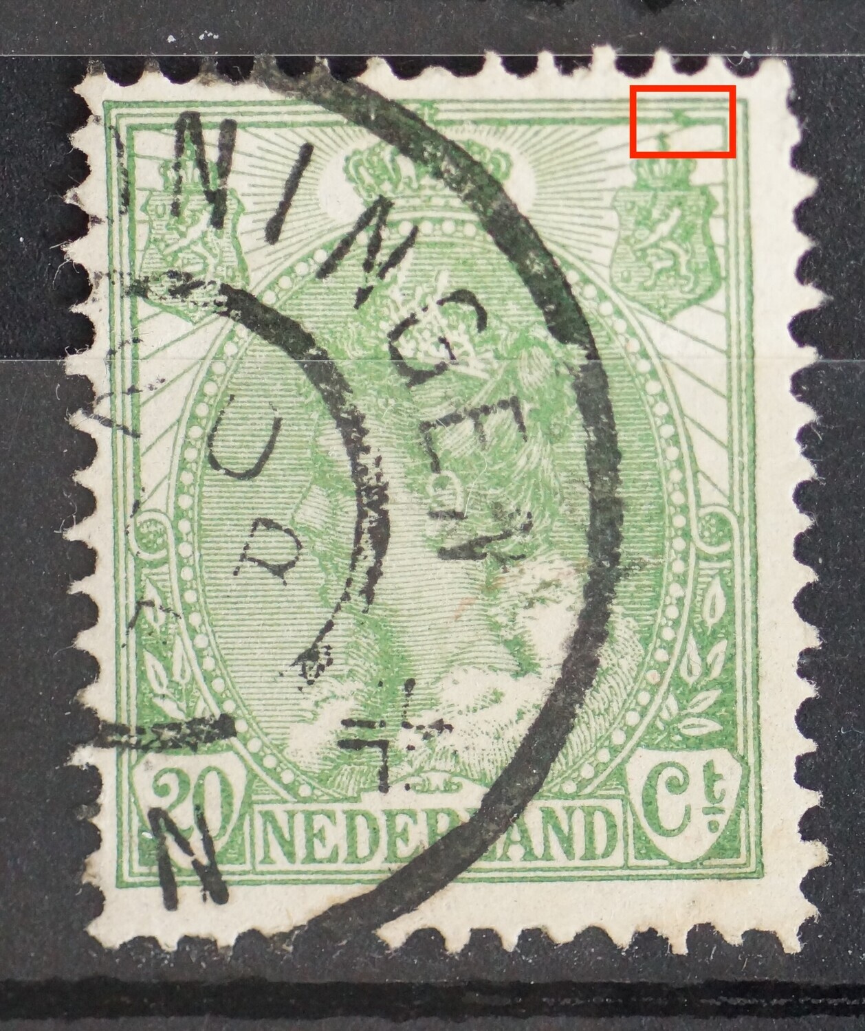 NVPH 68 - groene vlek rechtsboven