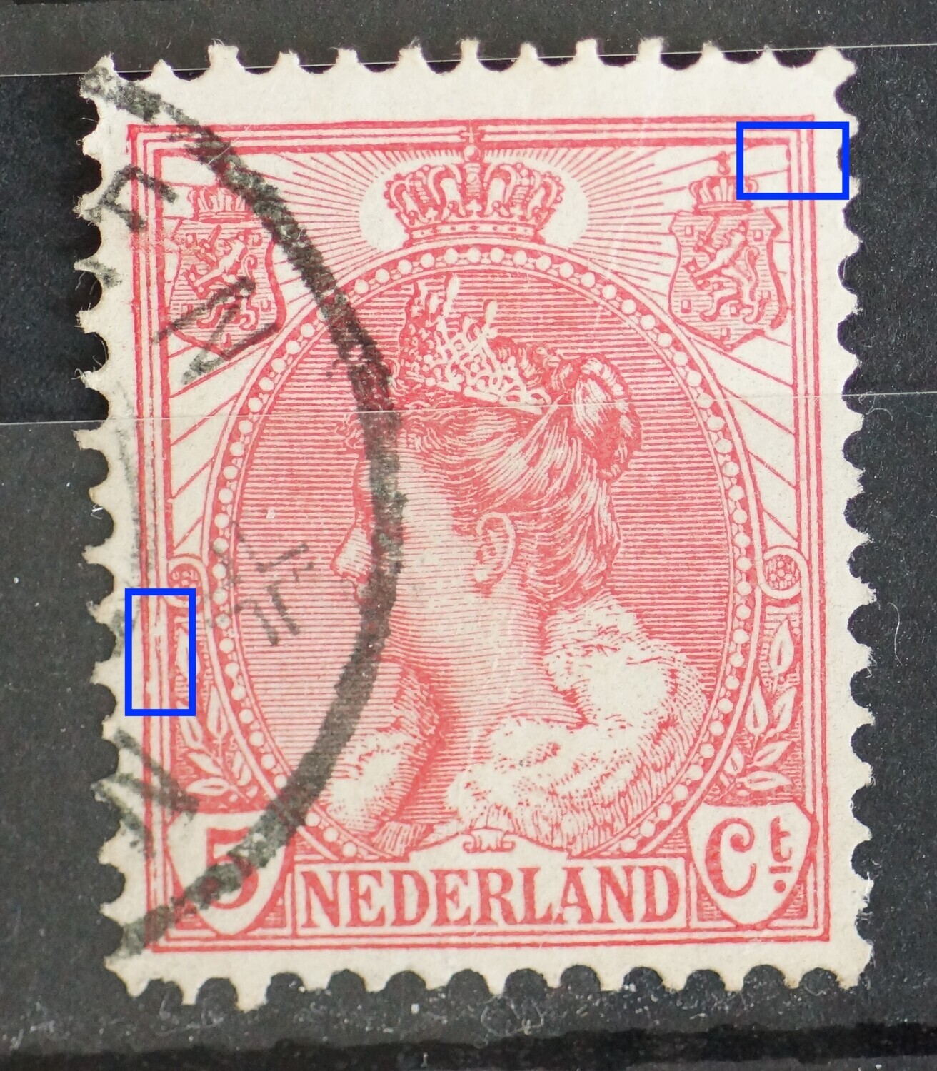 NVPH 60 - o.a. breuk in kaderlijn links