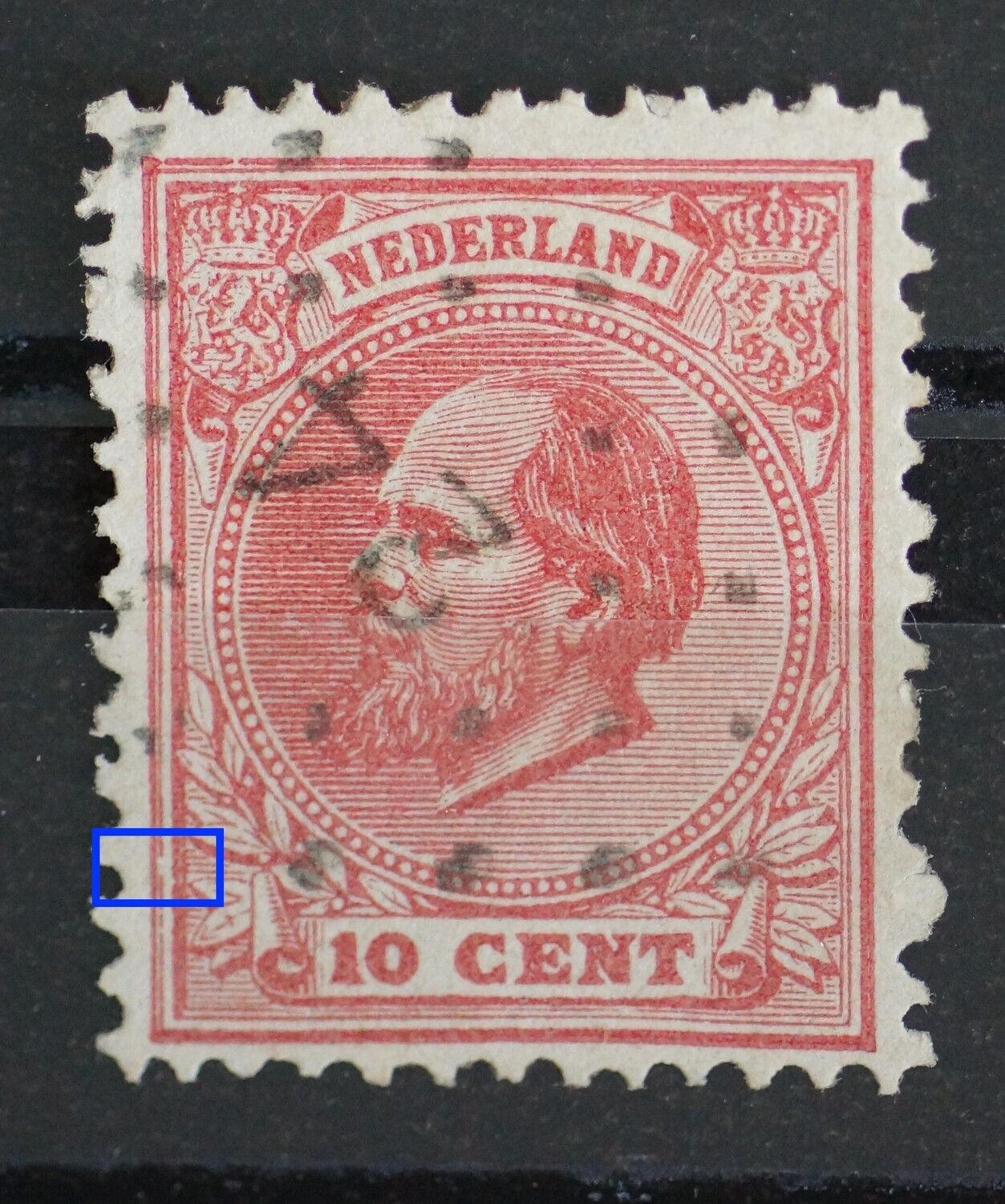 NVPH 21 - breuk in kaderlijn links NVPH 21 - breuk in kaderlijn links