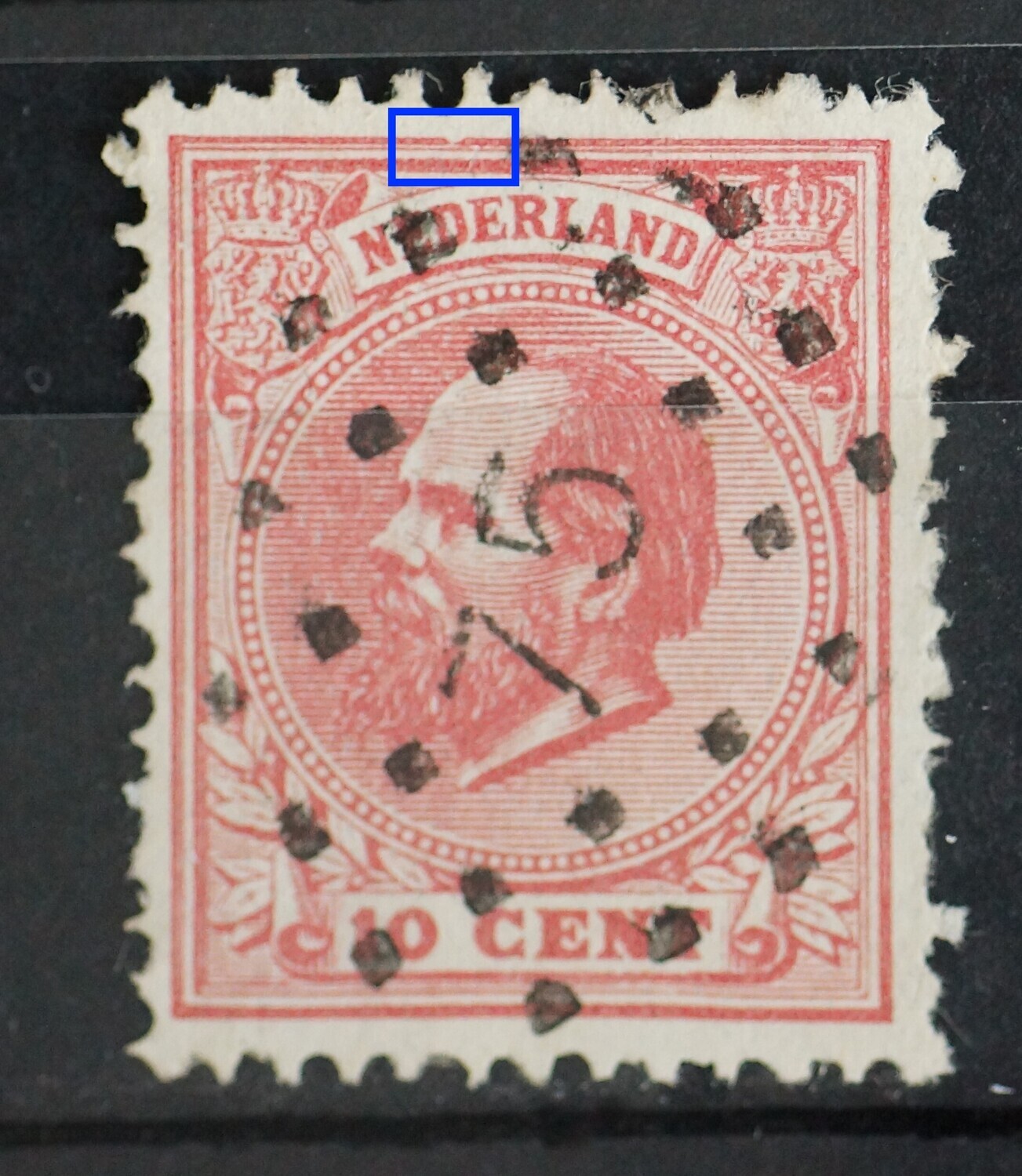 NVPH 21 - deuk in kaderlijn boven NVPH 21 - deuk in kaderlijn boven