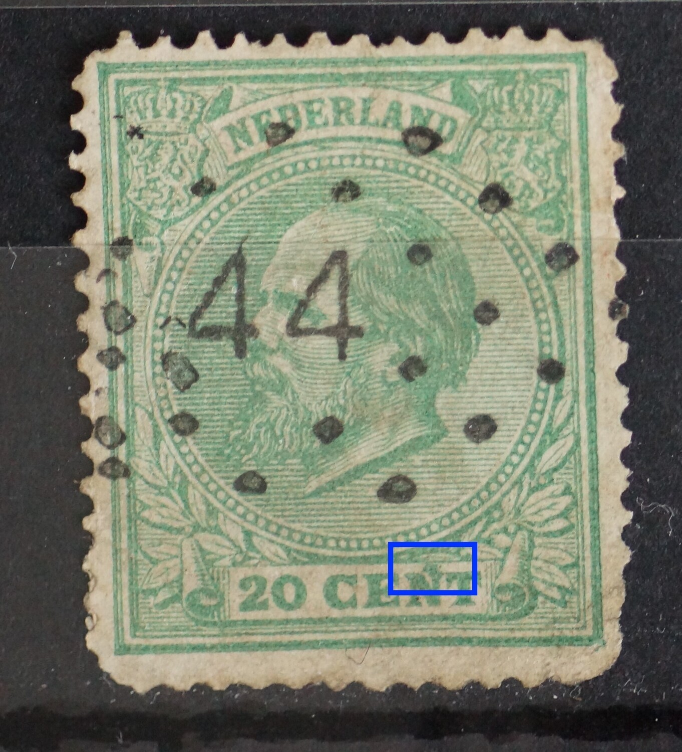 NVPH 24 - groene vlek boven de N van CENT