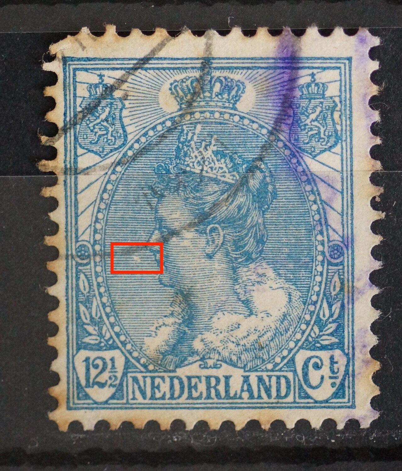 NVPH 63 - breuk in arcering voor het gezicht