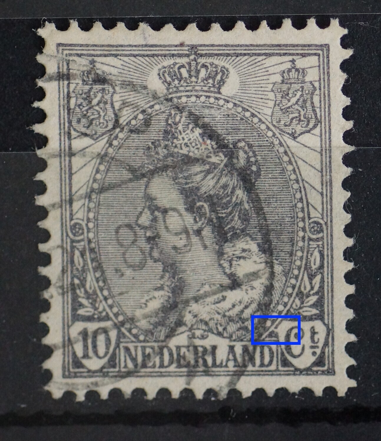 NVPH 62 - breuk in schild rondom Ct. NVPH 62 - breuk in schild rondom Ct.