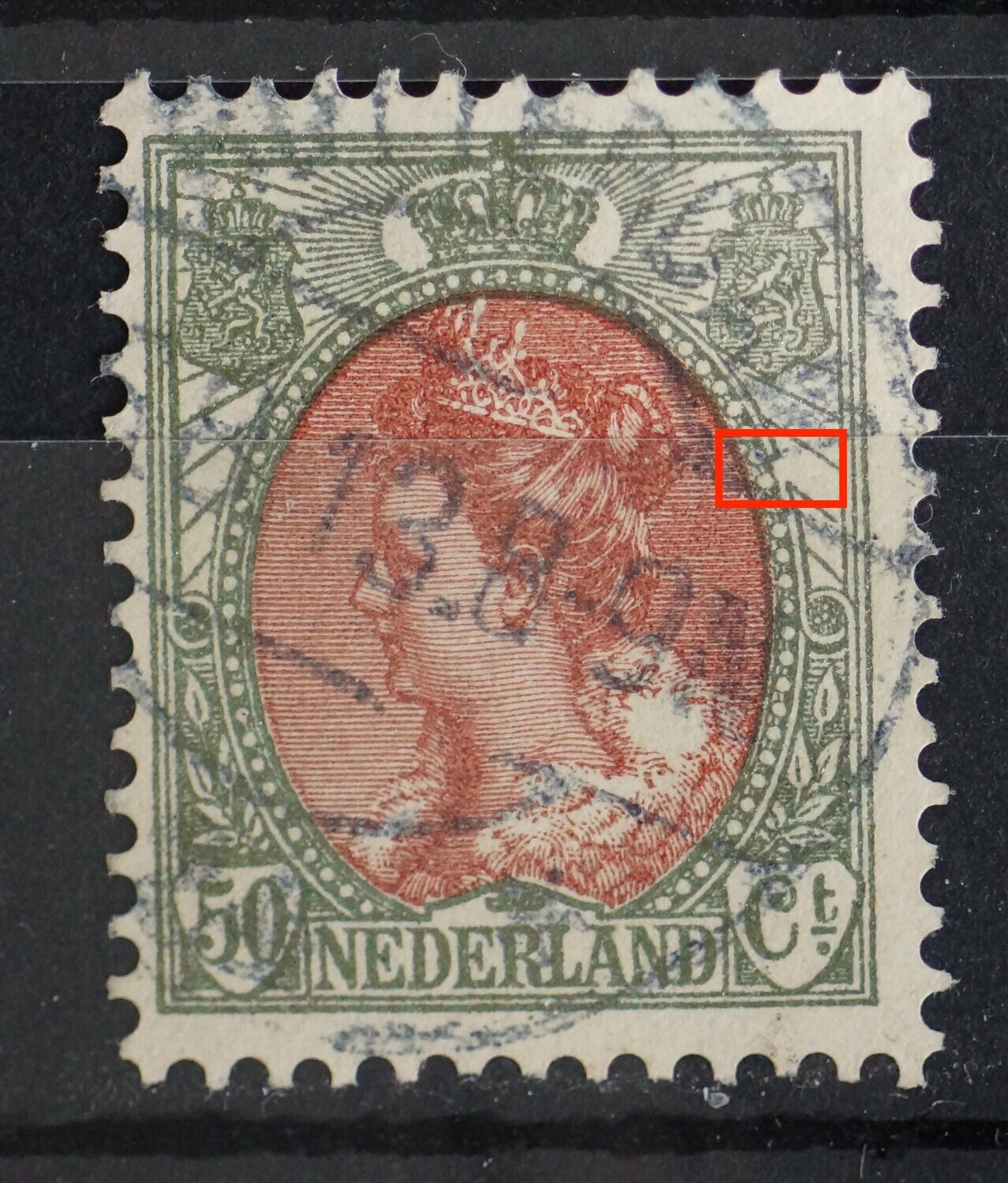 NVPH 74 - breuk in rand medaillon rechts