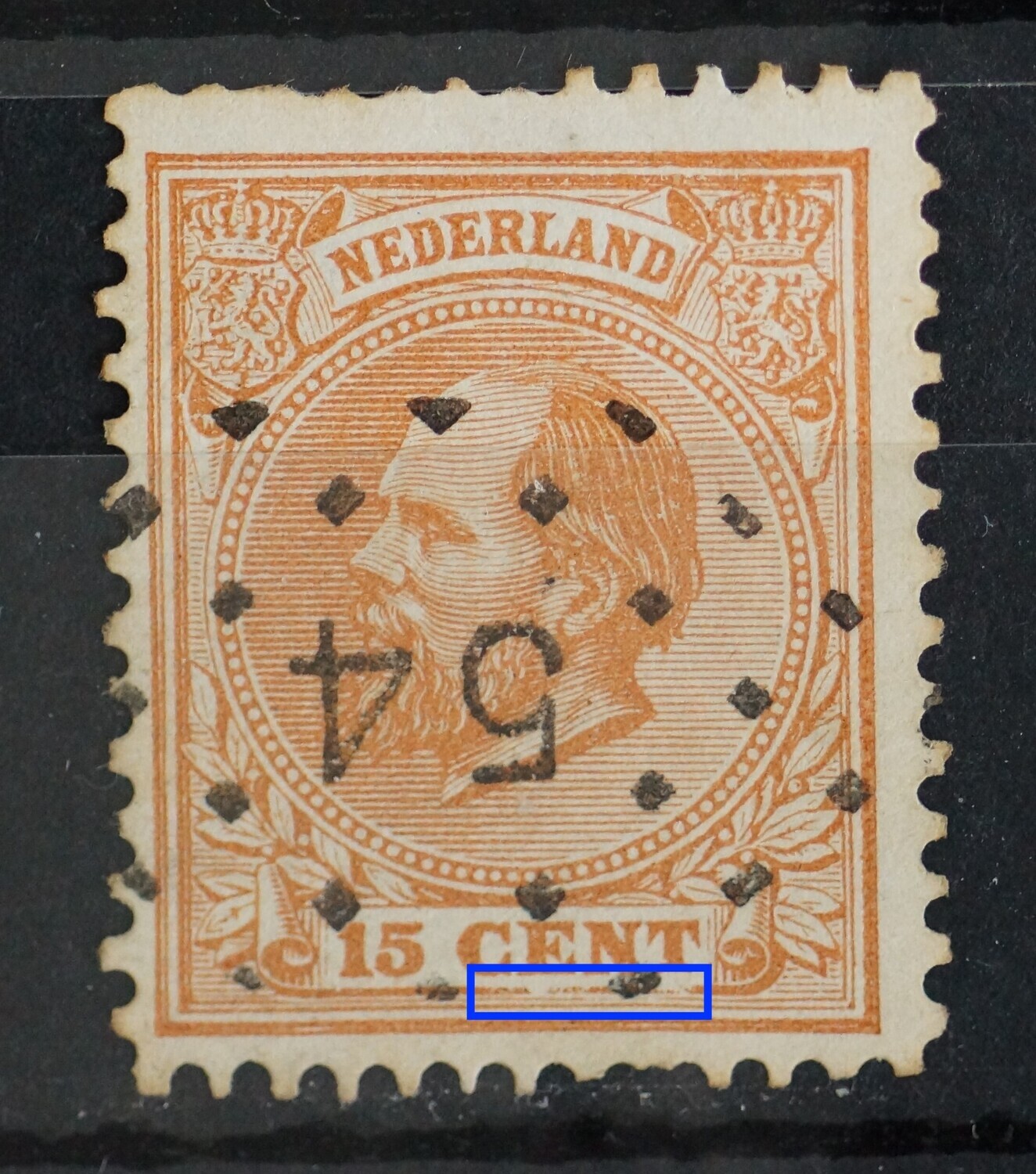 NVPH 23 - beschadigde lijn onder CENT