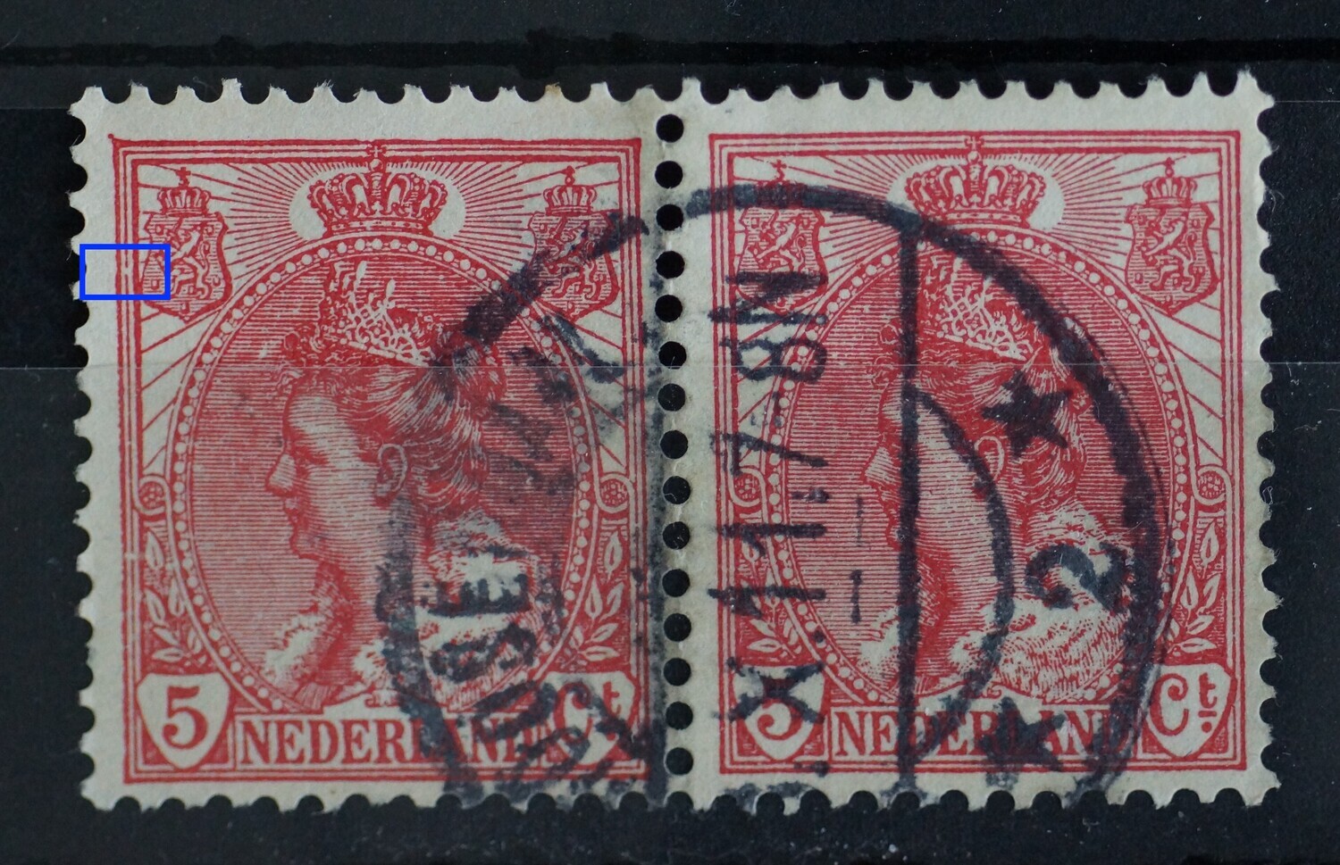 NVPH 60 (paar) - o.a. breuk in kaderlijn links (linker zegel) NVPH 60 (paar) - o.a. breuk in kaderlijn links (linker zegel)