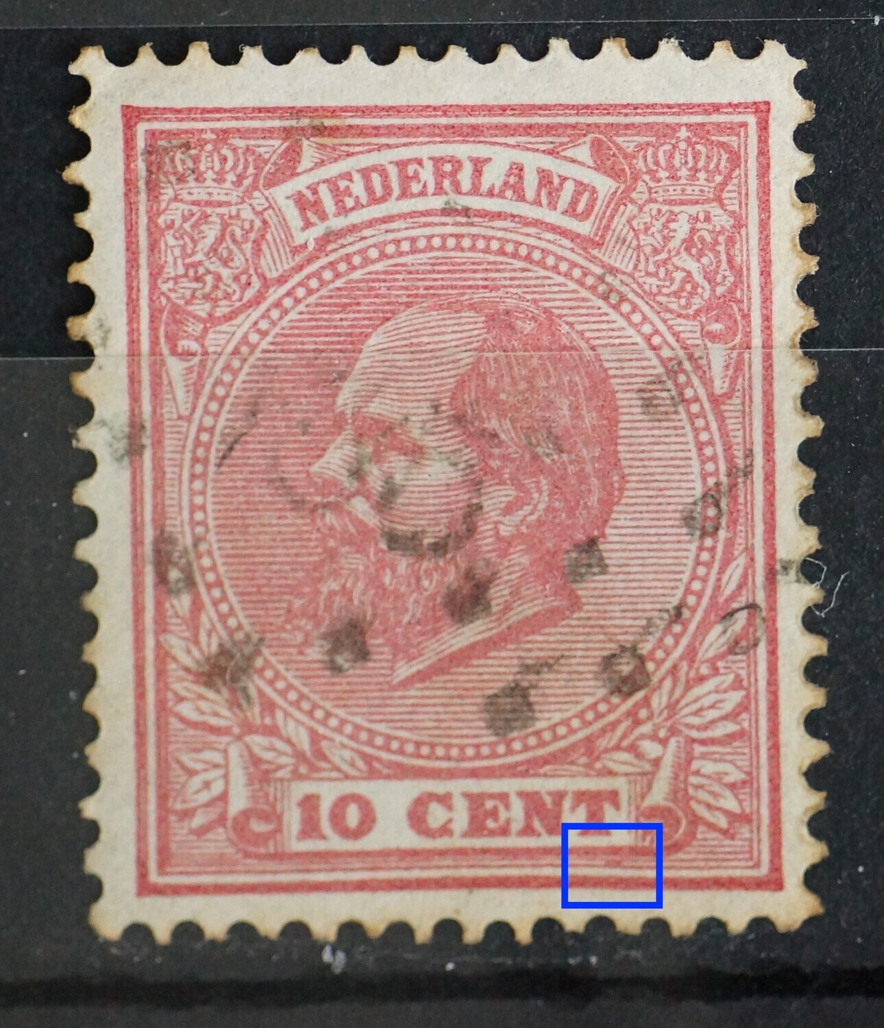 NVPH 21 - rode vlek onder de T van CENT