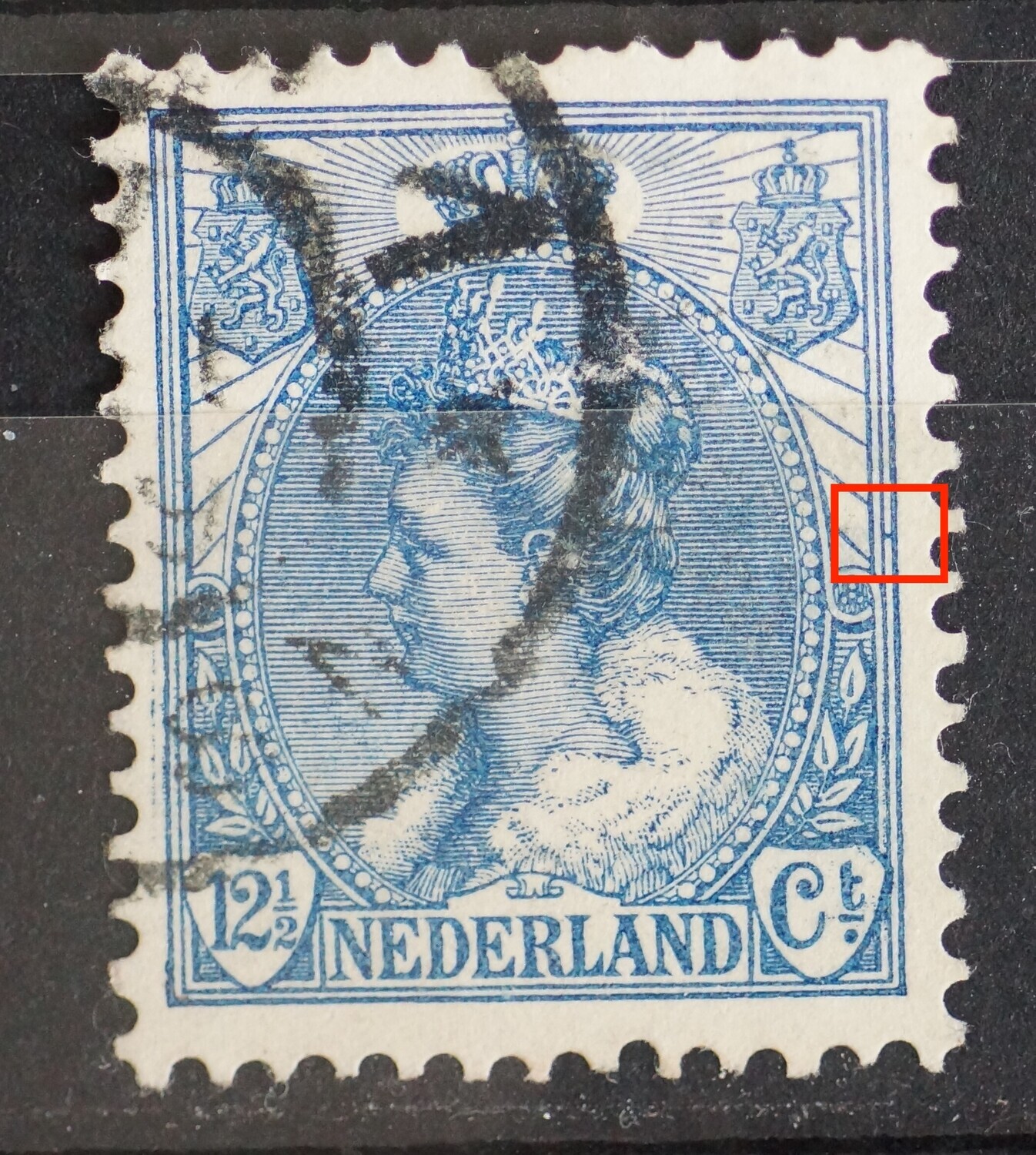 NVPH 63 - blauwe stip tussen kaderlijnen rechts