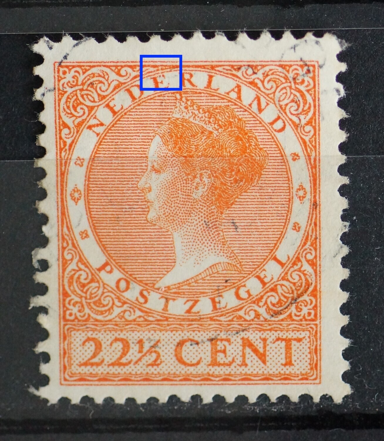 NVPH 191 - verticaal wit krasje door o.a. de tweede E van NEDERLAND