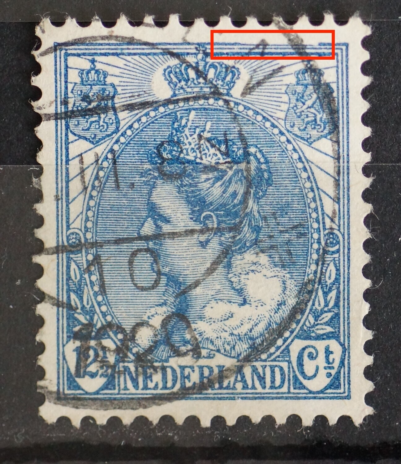 NVPH 63 - beschadigde kaderlijn boven