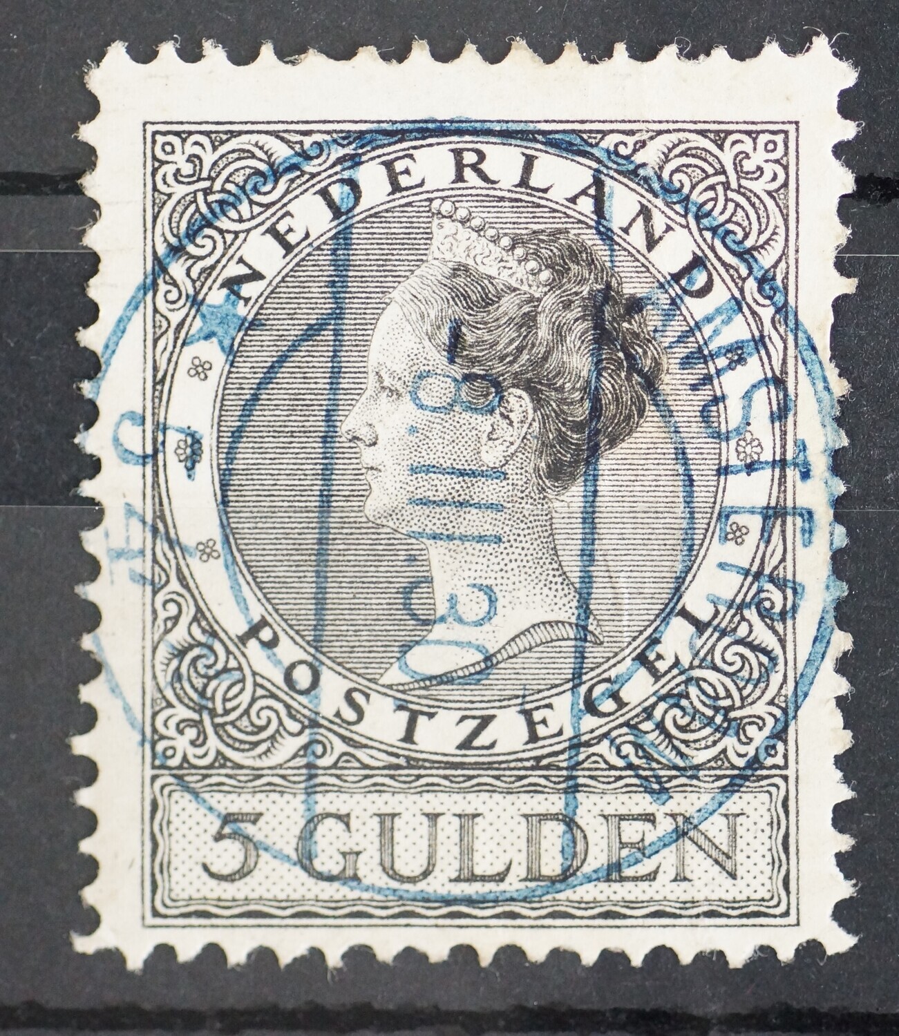 Amsterdam 54 (in blauw!) op NVPH 165, zonder uurkarakters
