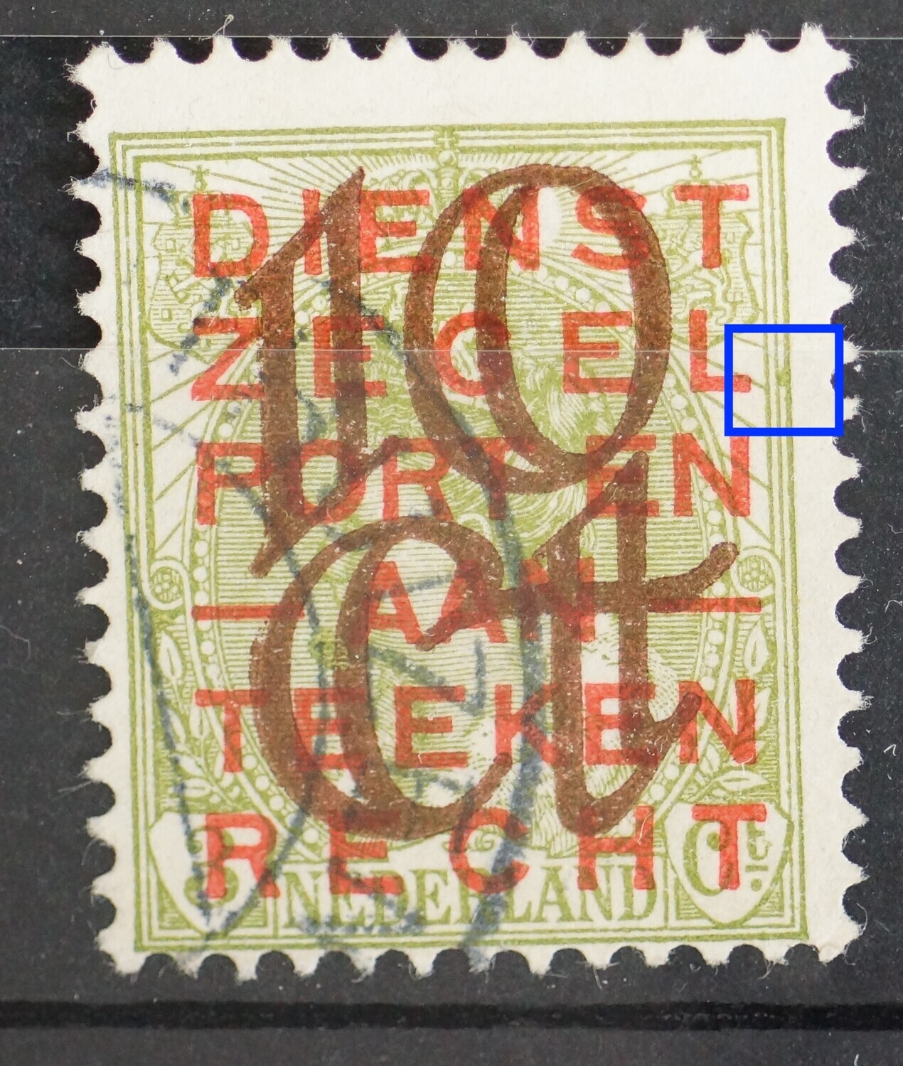 NVPH 132 - o.a. groene vlek tussen kaderlijnen rechts
