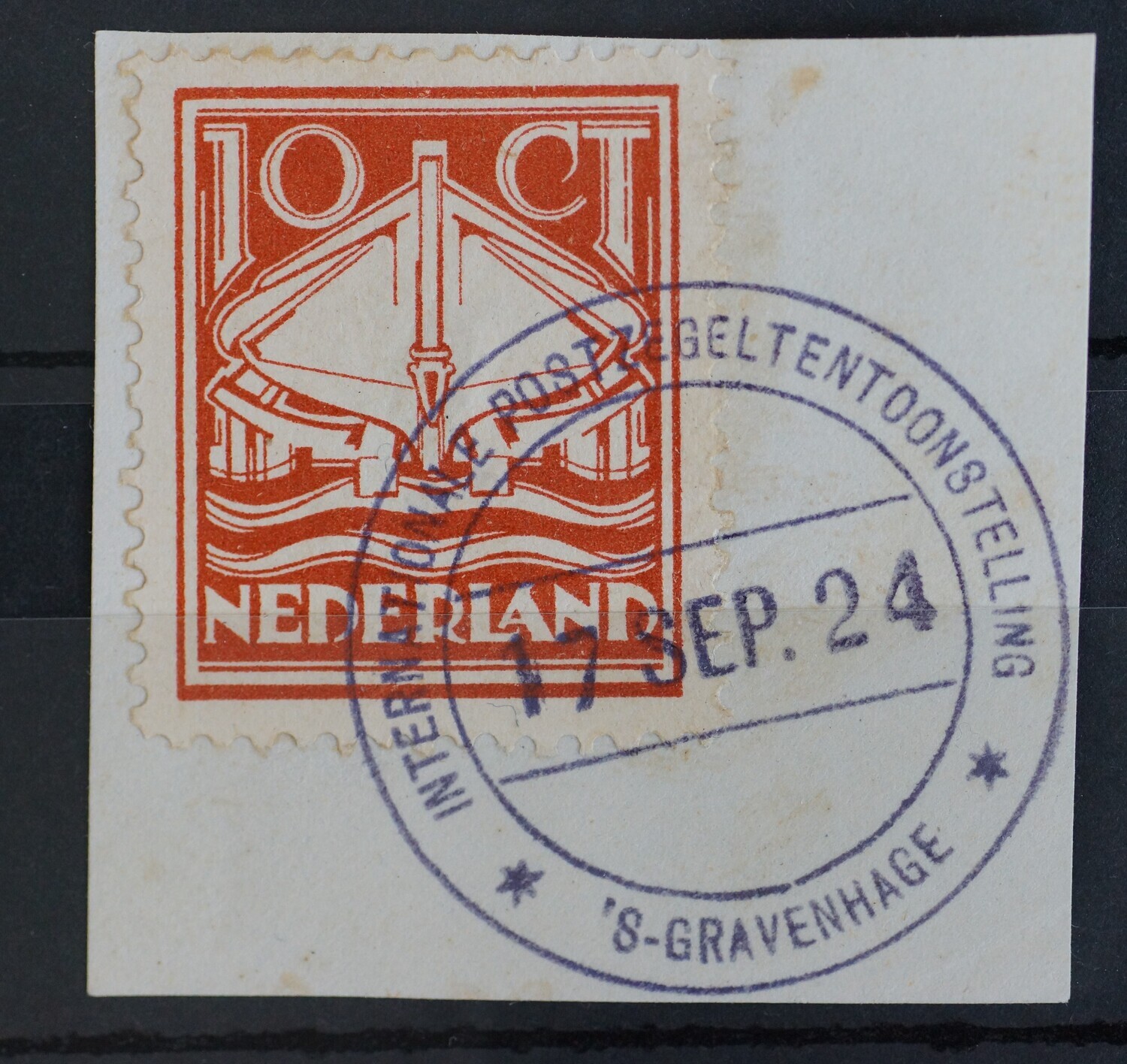 Gelegenheidsstempel Int. Postzegeltentoonstelling Den Haag op NVPH 140