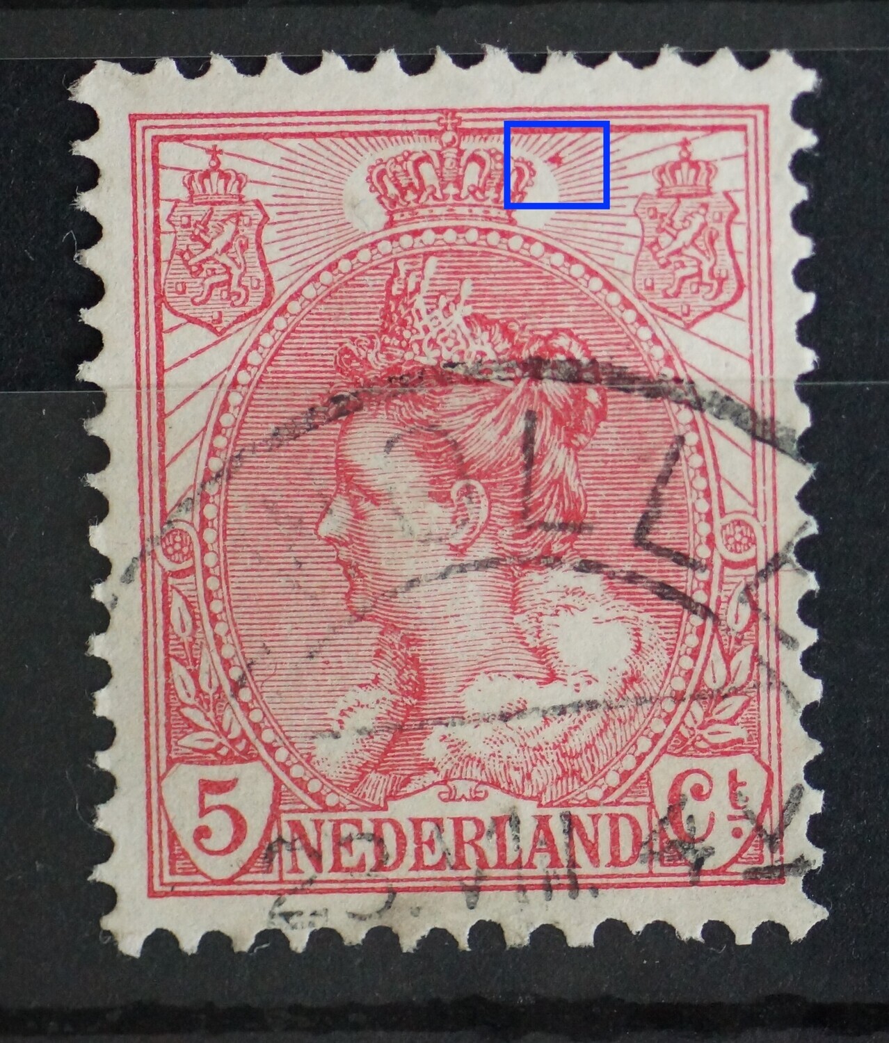 NVPH 60 - rode vlek rechts van kroon
