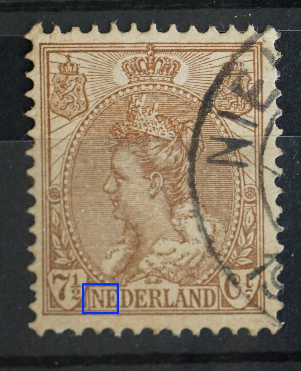 NVPH 61 - witte vlek in de eerste N van NEDERLAND