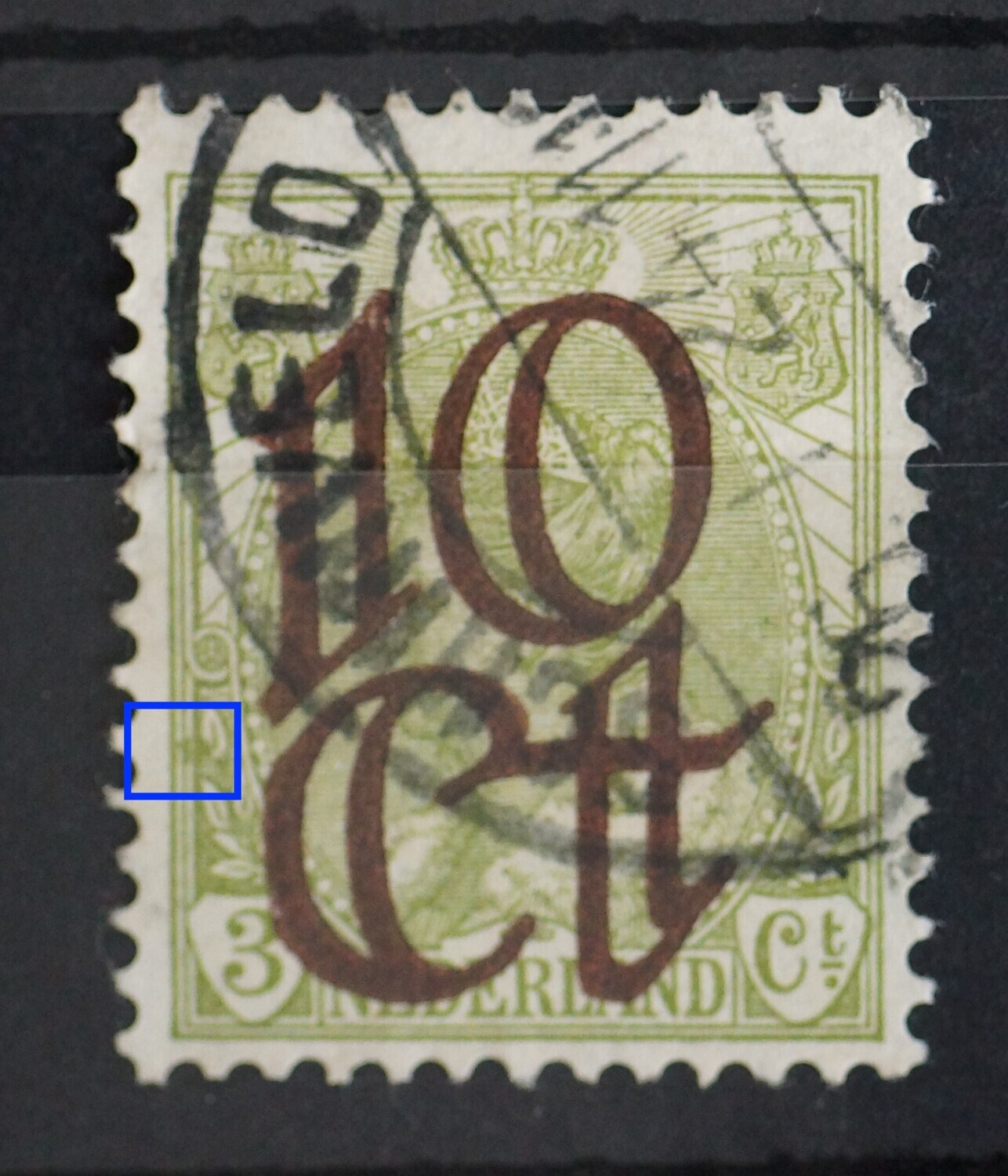 NVPH 116 - groene vlek bij bovenste blad links