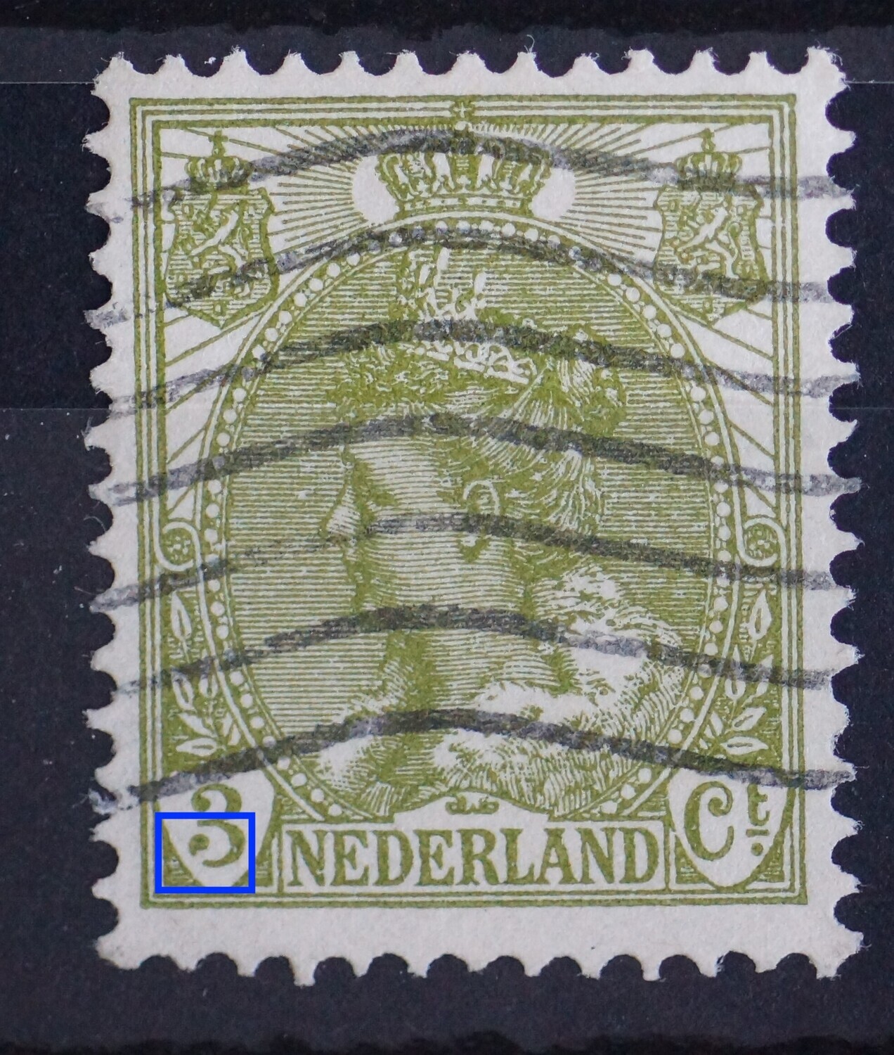 NVPH 57 - breuk in de voet van de 3