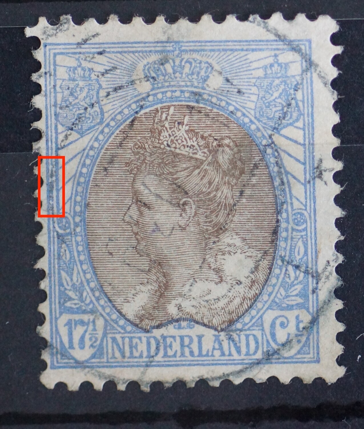 NVPH 67 -breukjes in kaderlijn links NVPH 67 -breukjes in kaderlijn links