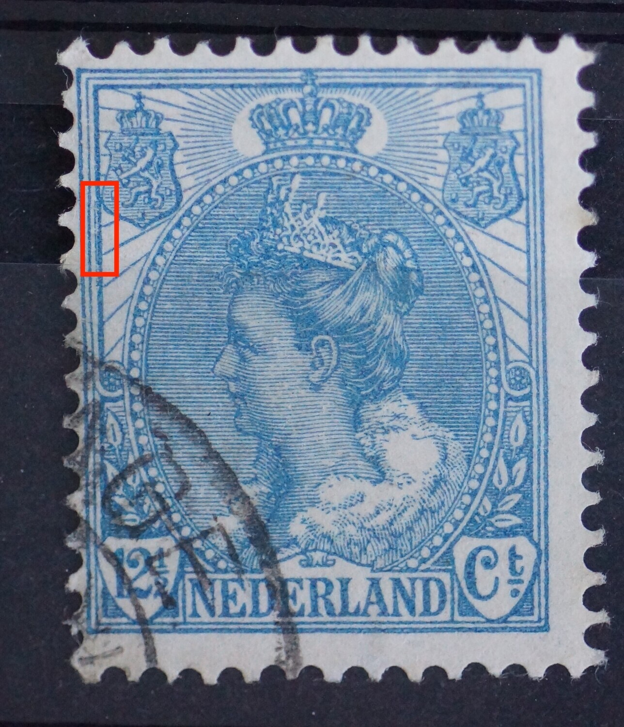 NVPH 63 - extra blauwe streep / gespleten kaderlijn links