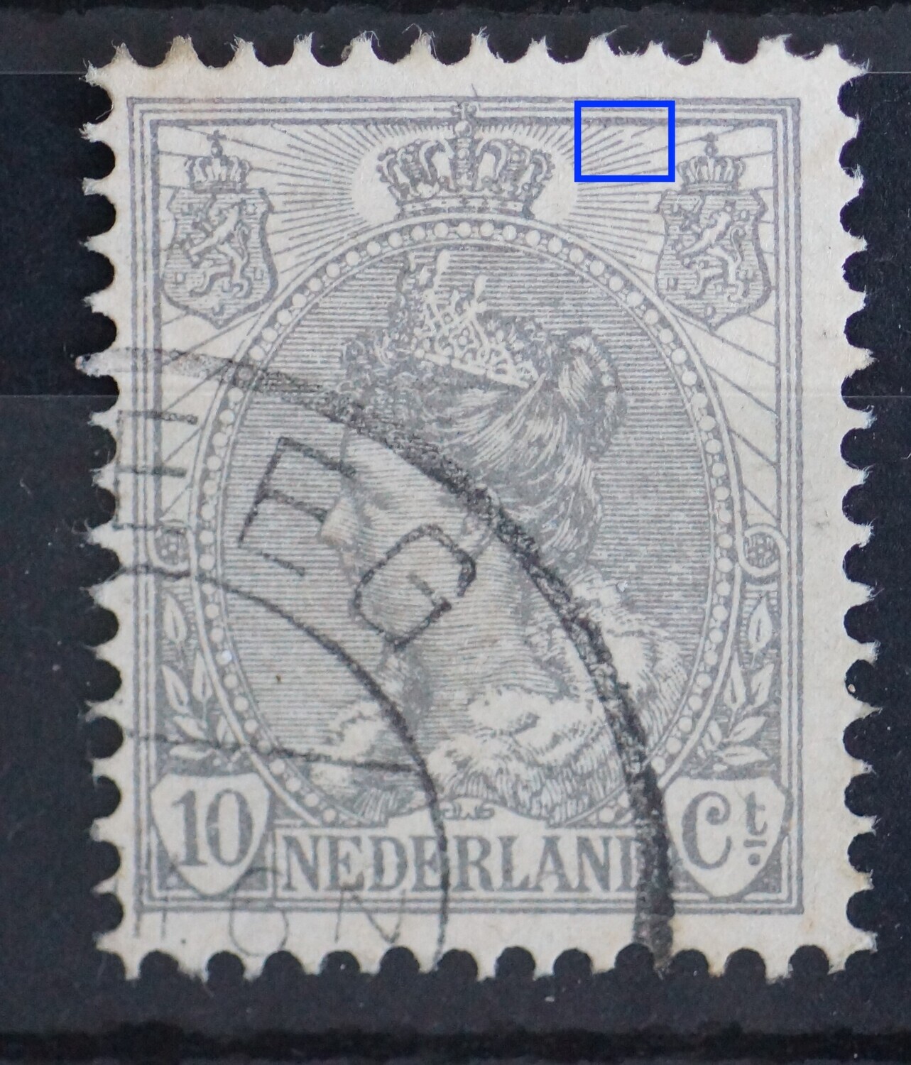 NVPH 62 - breuk in straal rechts van kroon